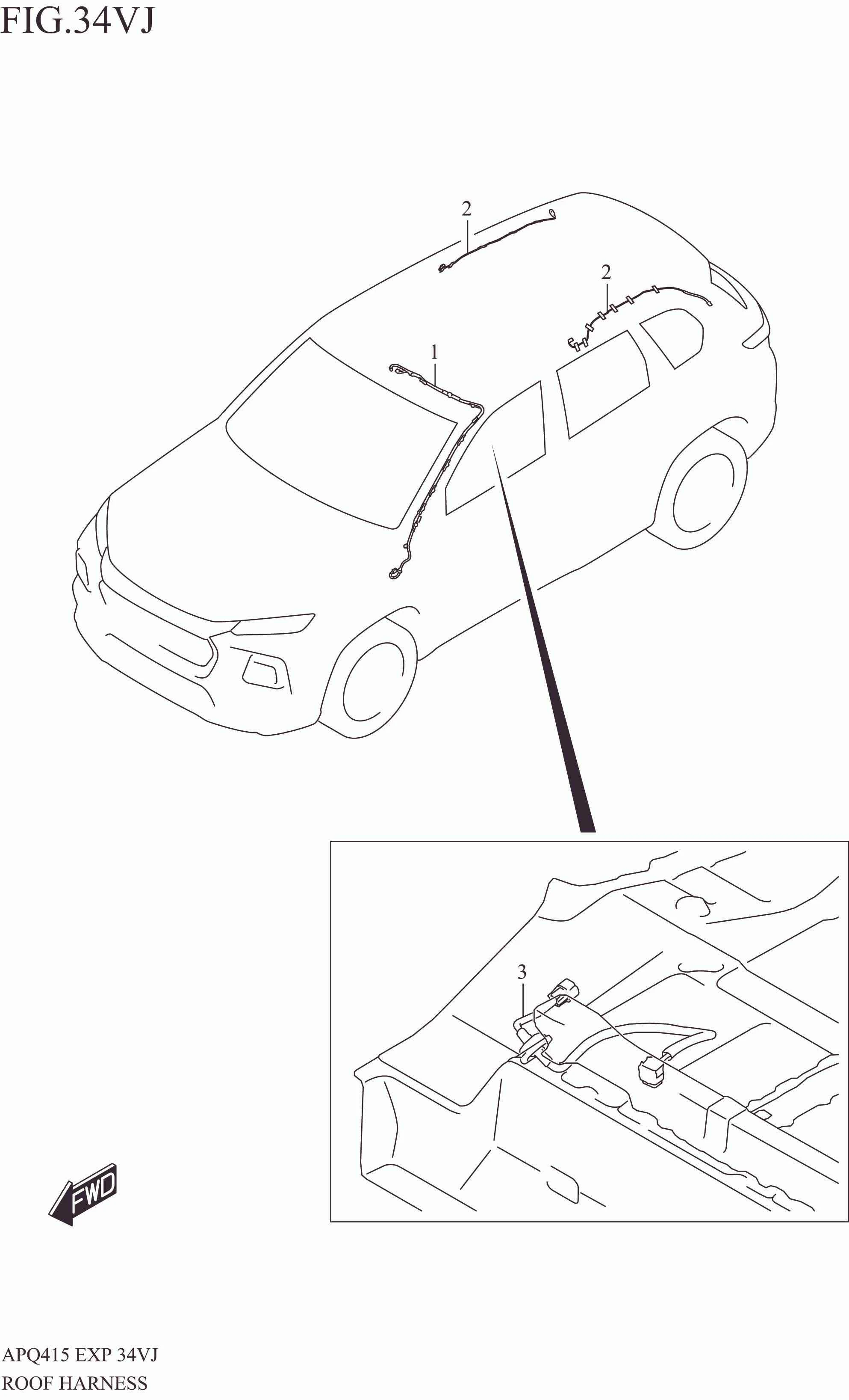 ROOF HARNESS (N/SUNROOF:W/MANUAL ANTIDAZZLE MIRROR:N/ECALL:W/MICROPHONE)
