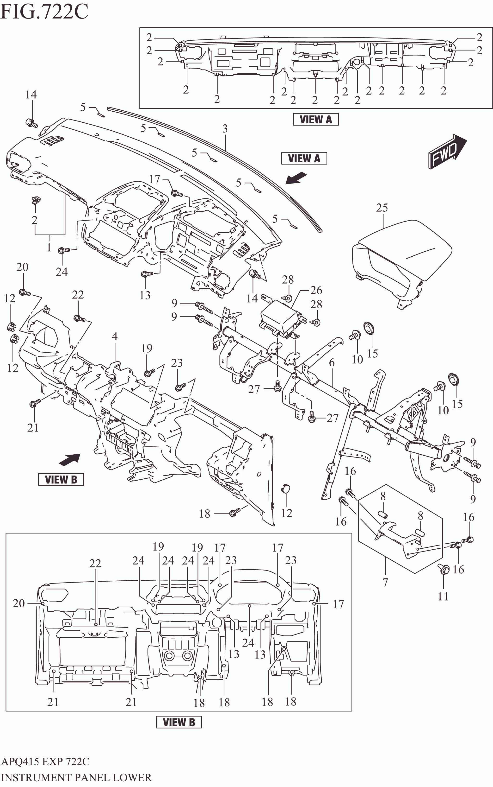 INSTRUMENT PANEL LOWER (RHD:N/HEADUP DISPLAY)