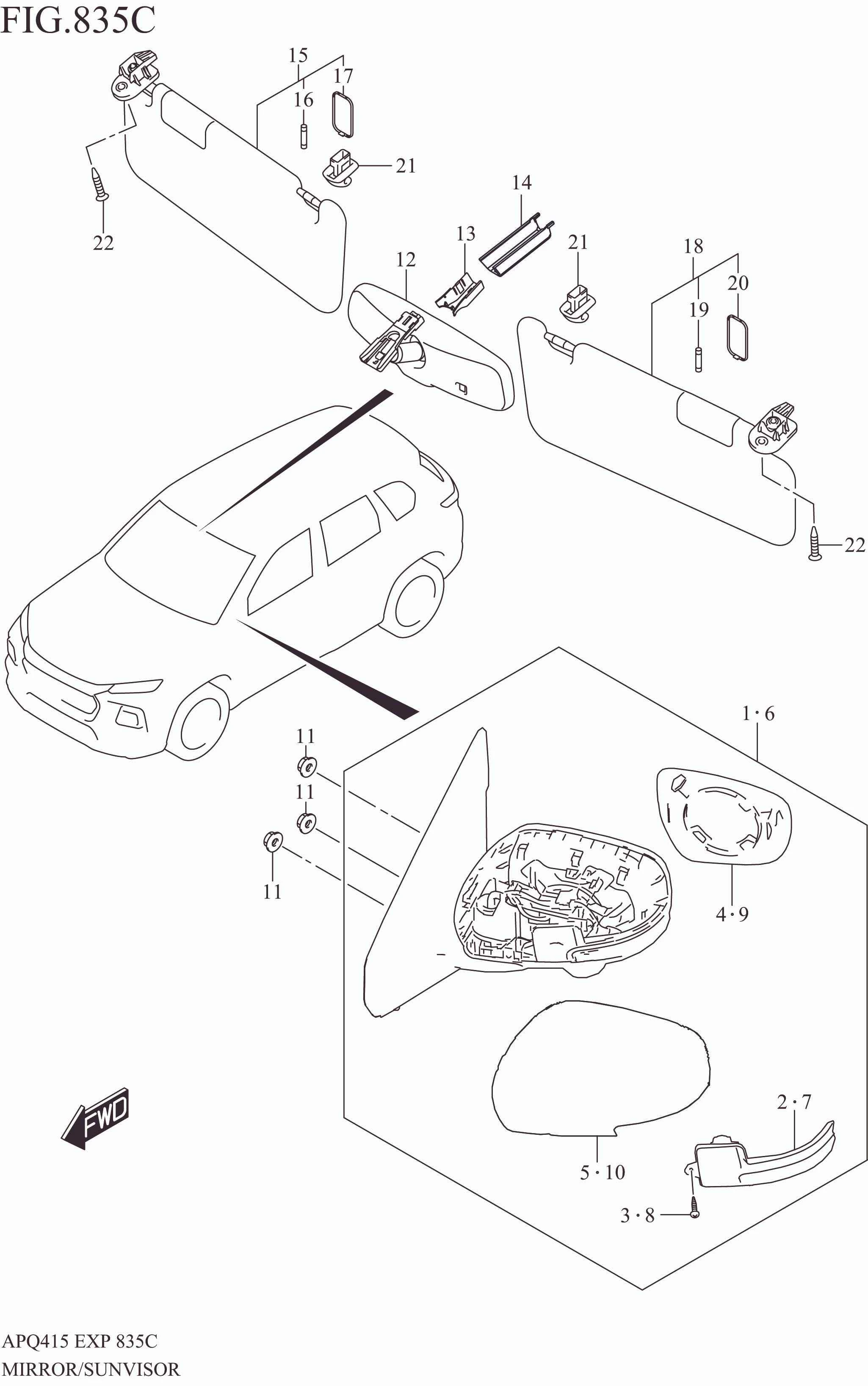 MIRROR/SUNVISOR (W/SIDE CAMERA)