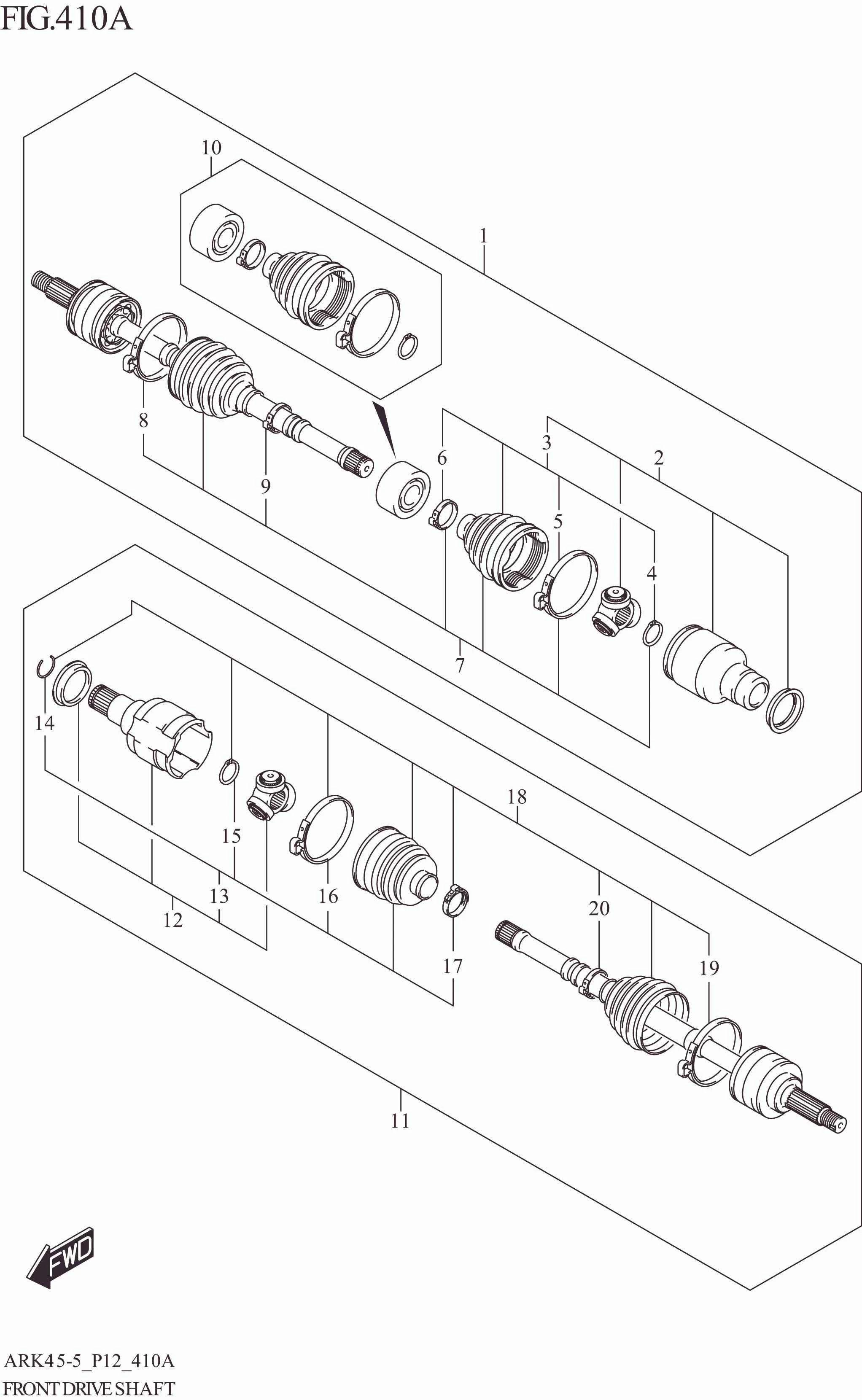 FIG. 410A FRONT DRIVE SHAFT (5MT)