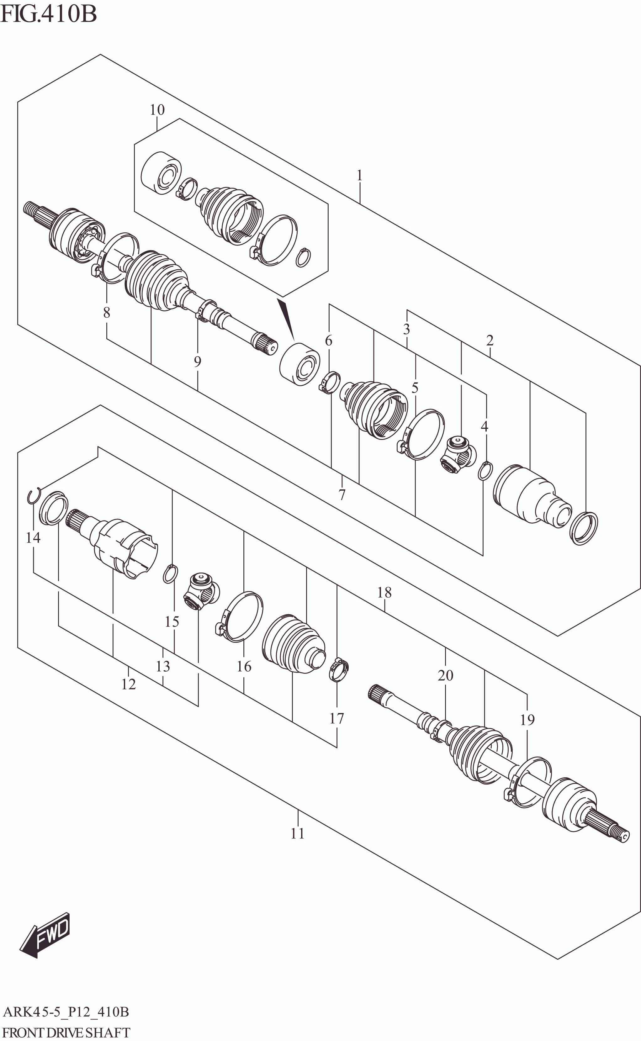 FIG. 410B FRONT DRIVE SHAFT (4AT)
