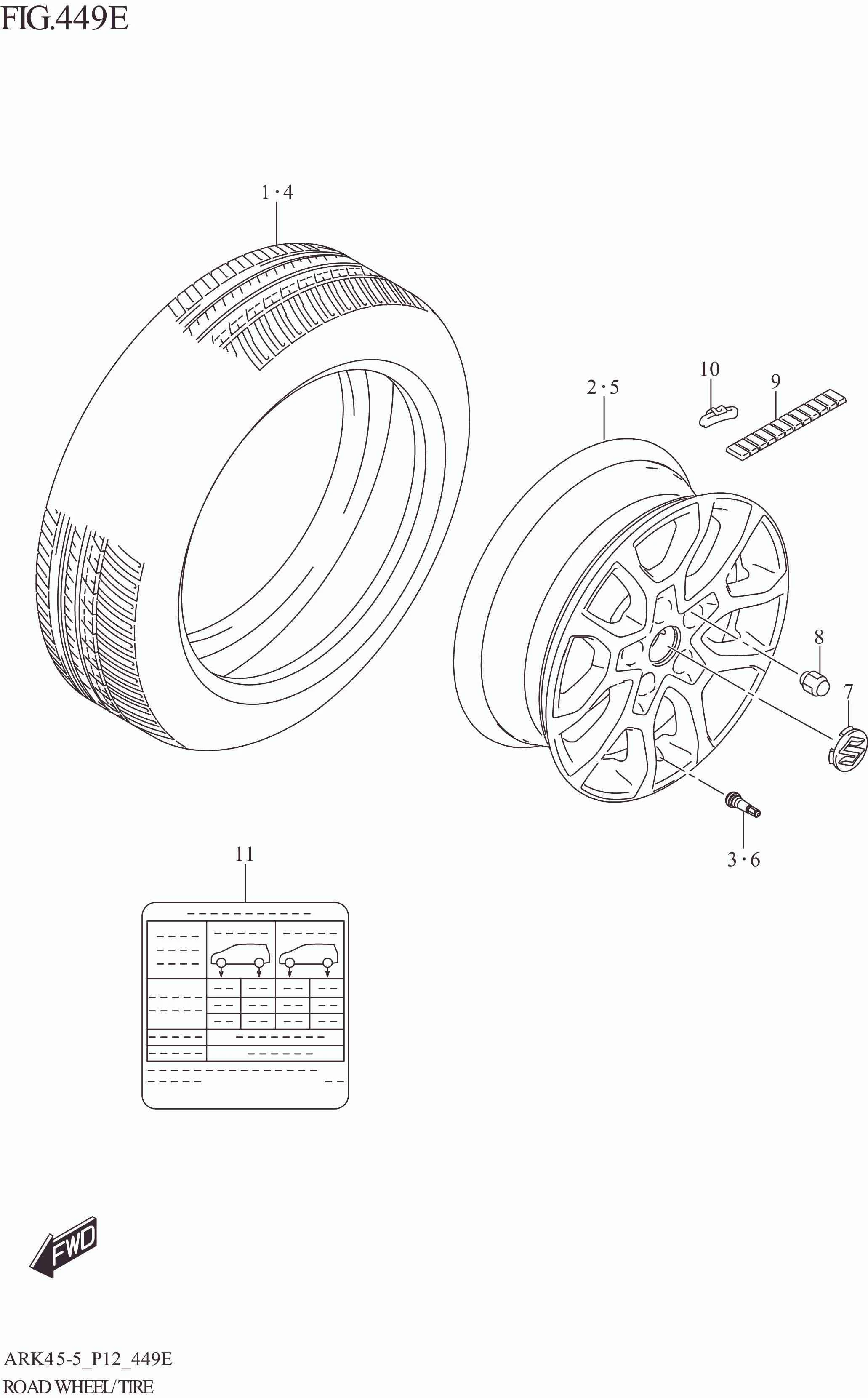 FIG. 449E ROAD WHEEL/TIRE (XL7)