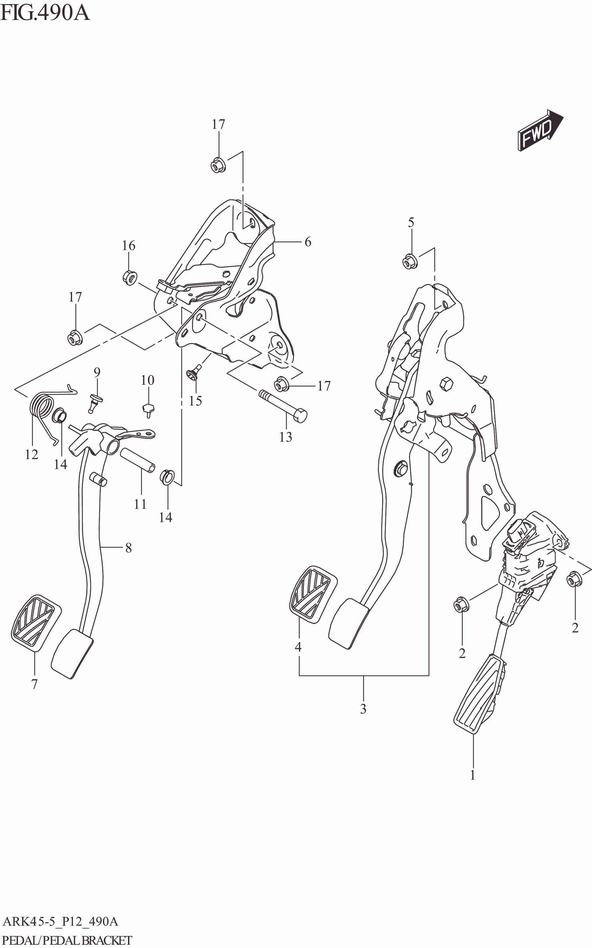 FIG. 490A PEDAL/PEDAL BRACKET (5MT)