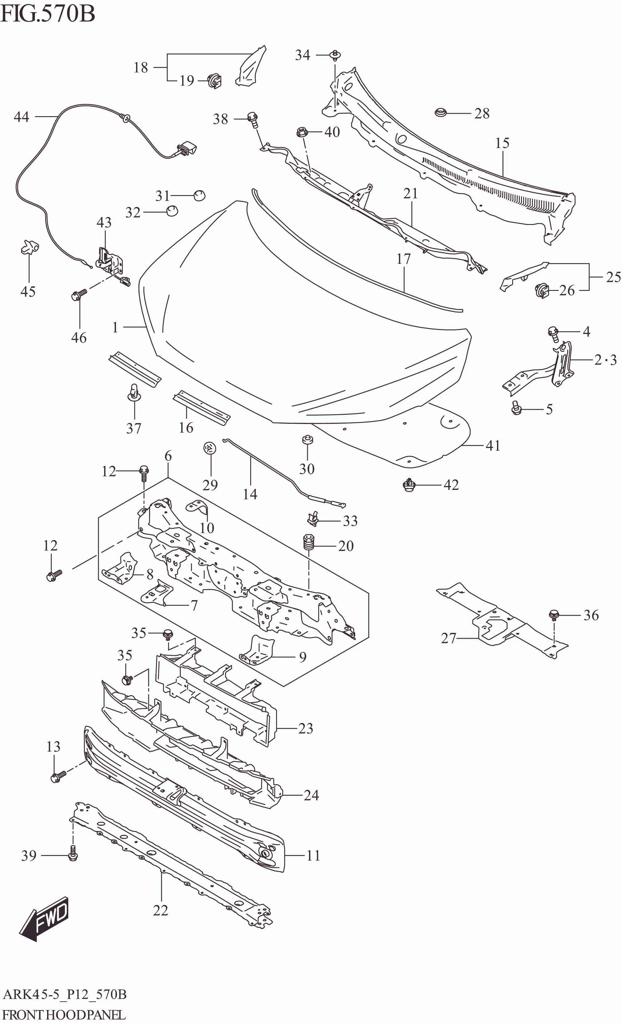 FIG. 570B FRONT HOOD PANEL (XL7)