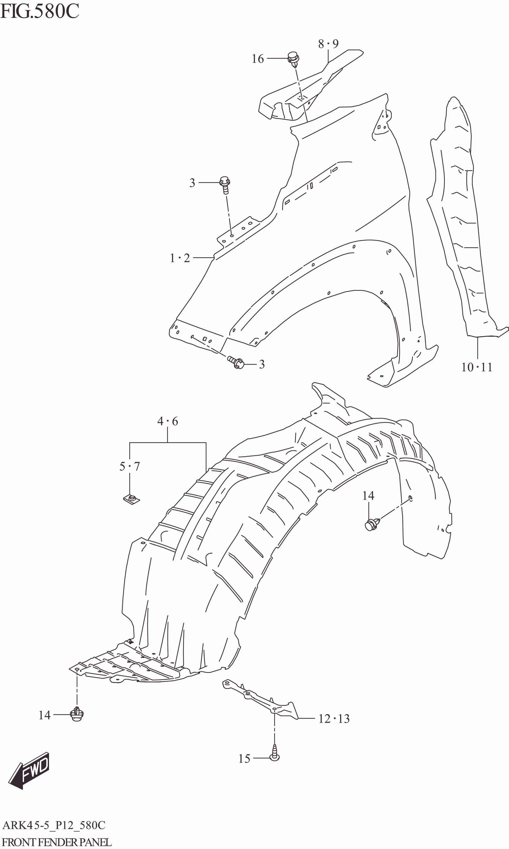 FIG. 580C FRONT FENDER PANEL (XL7)