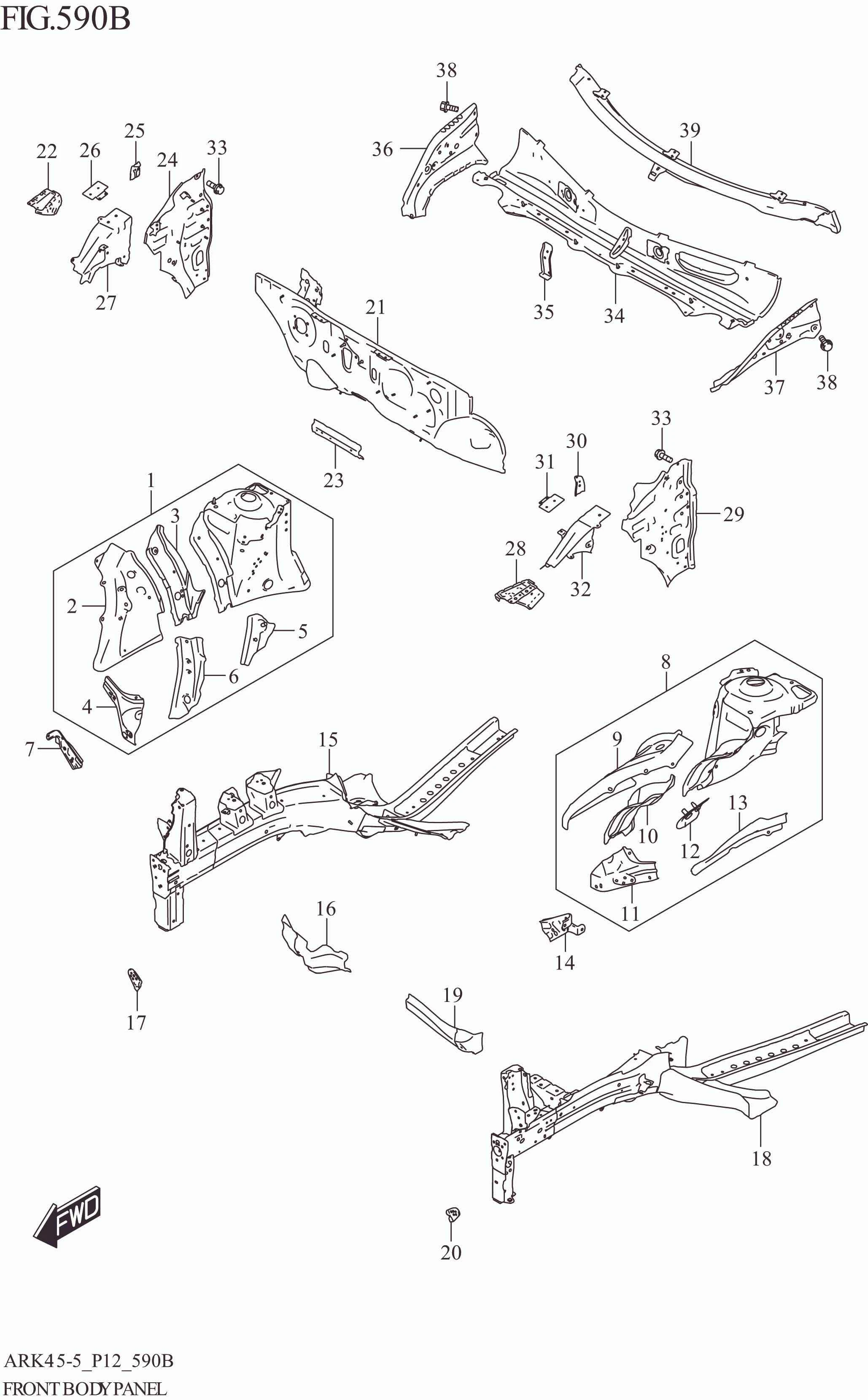 FIG. 590B FRONT BODY PANEL (XL7)