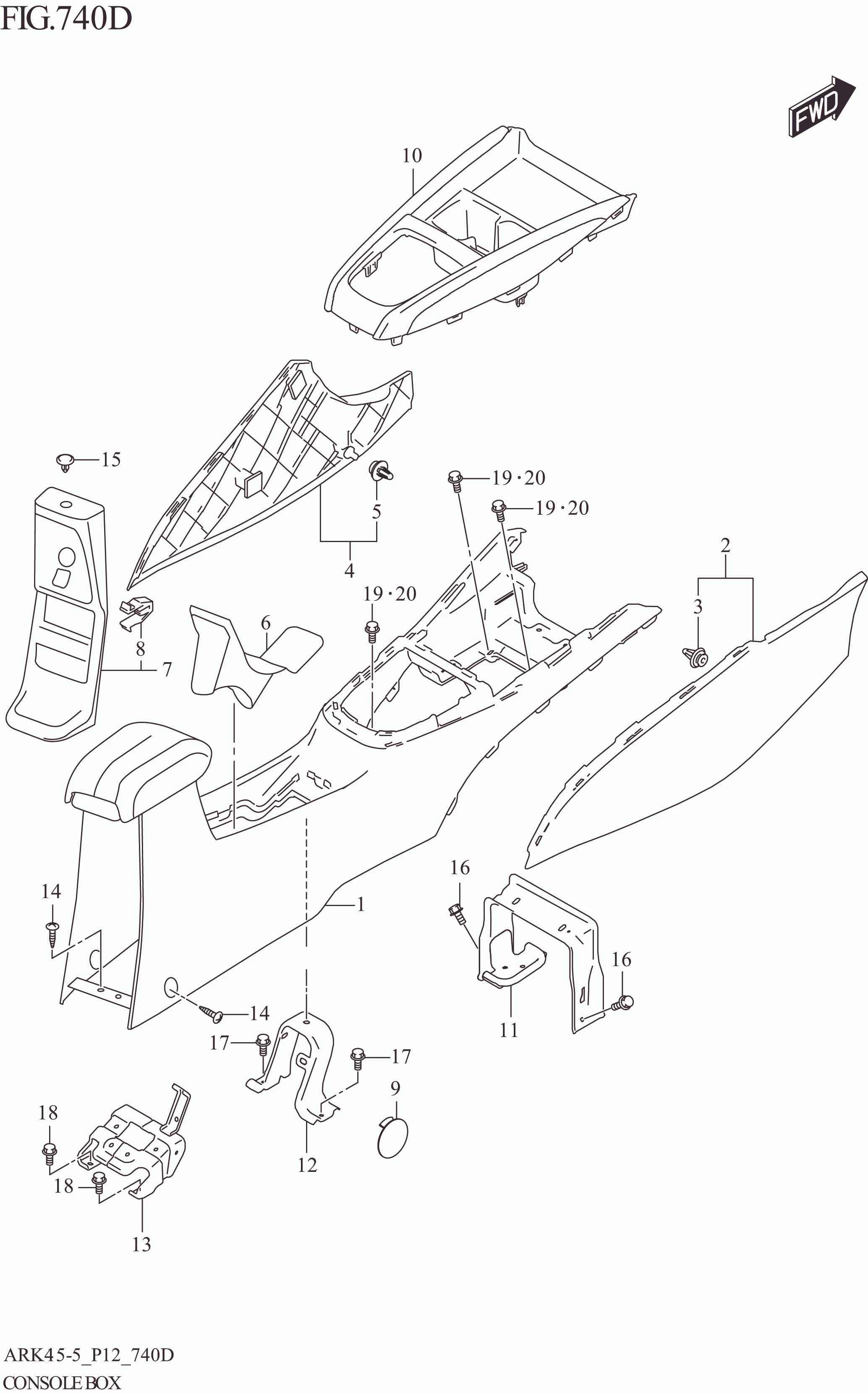 FIG. 740D CONSOLE BOX (XL7:GX)