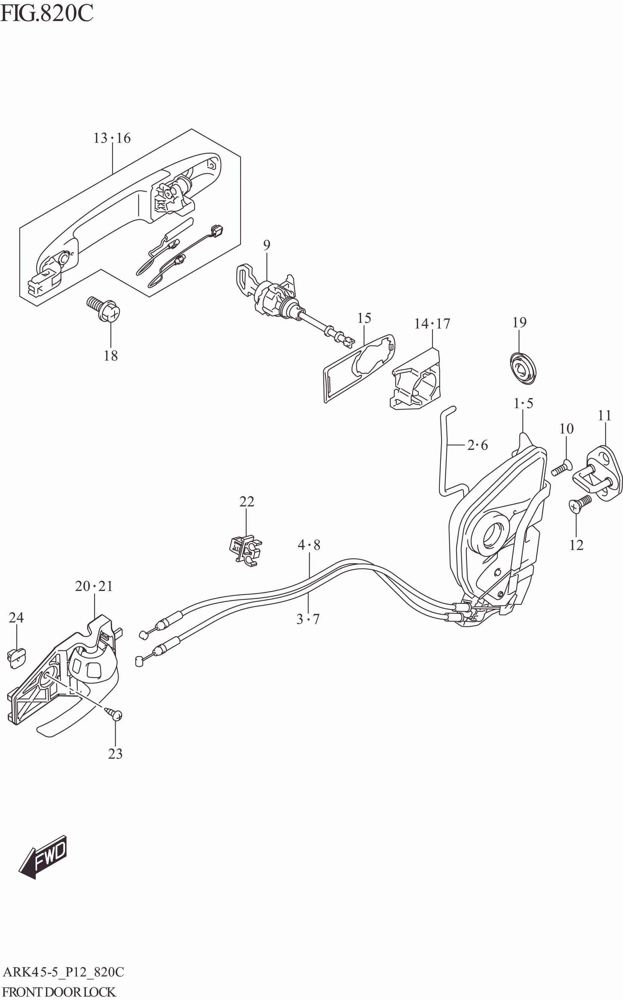 FIG. 820C FRONT DOOR LOCK (GX)