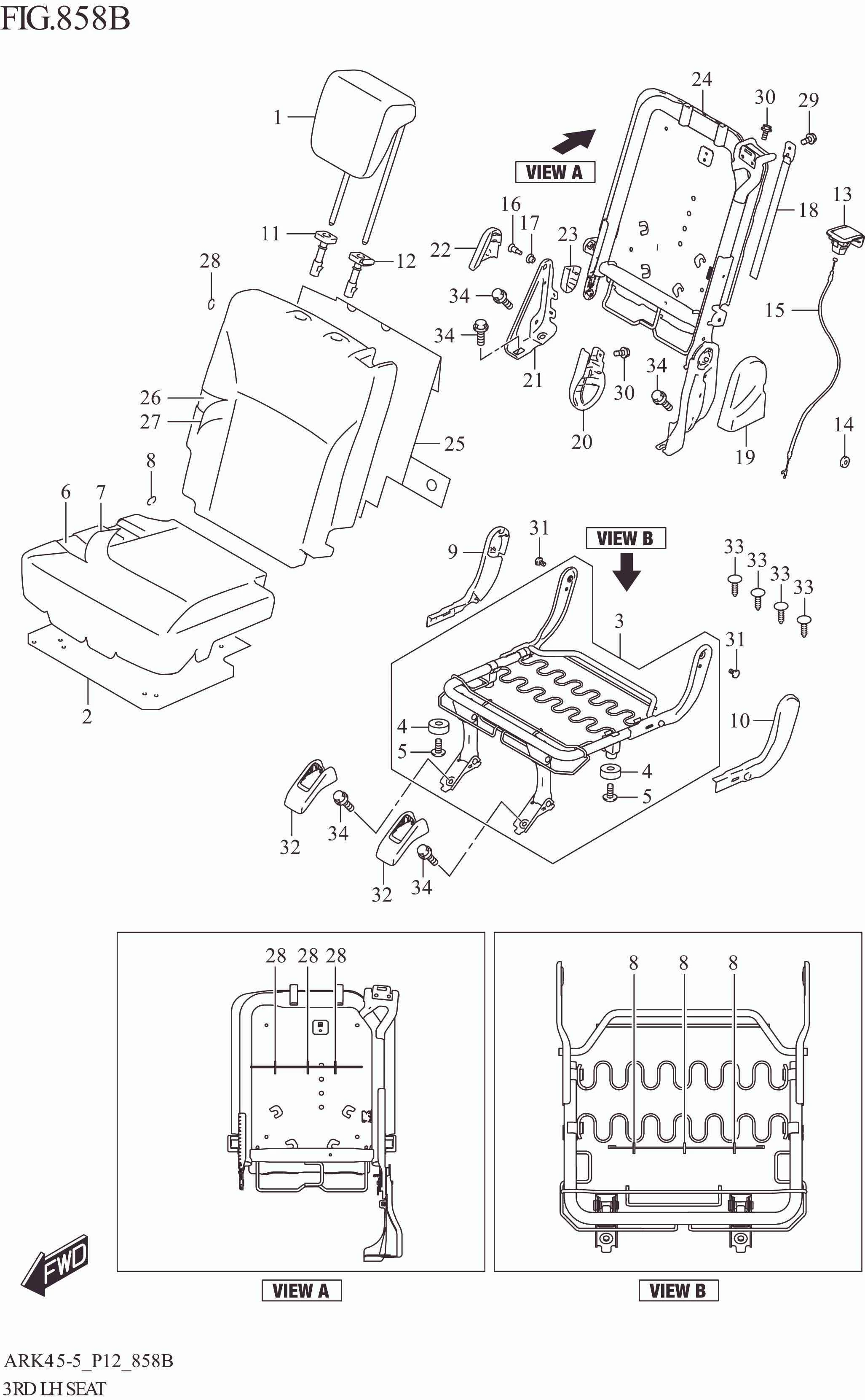 FIG. 858B 3RD LH SEAT (XL7)