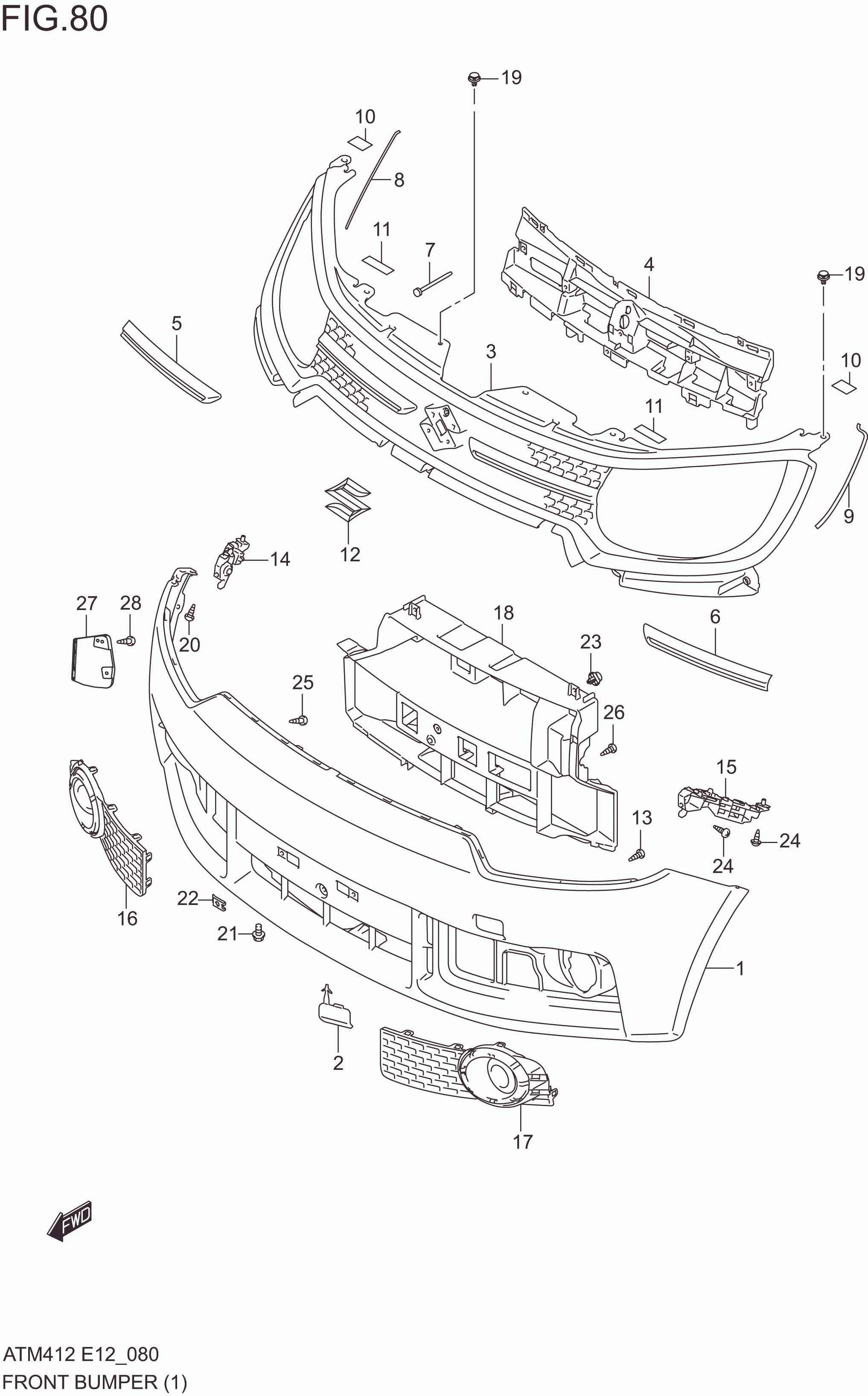 FIG. 80 FRONT BUMPER (TYPE-1:GL)