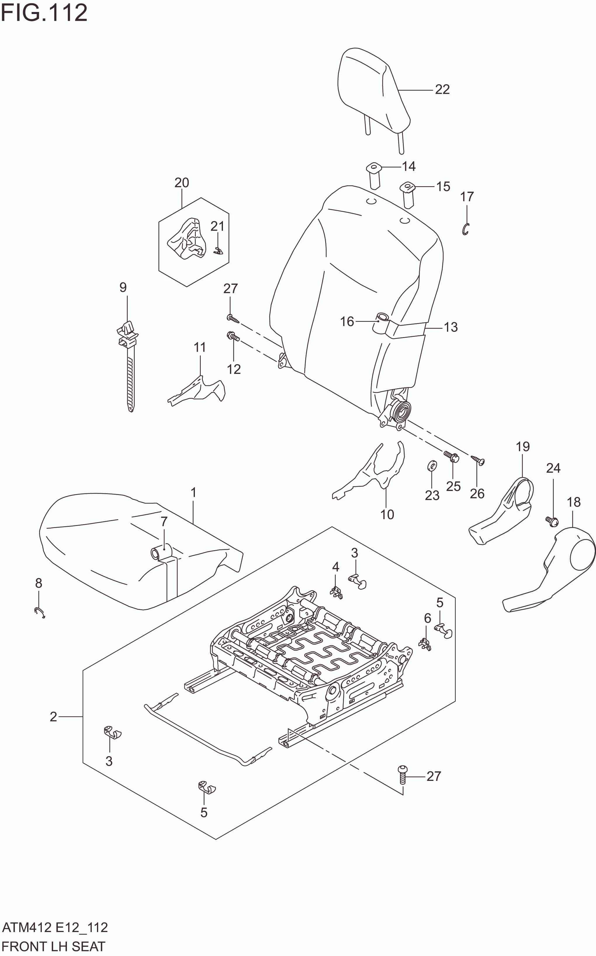 FIG. 112 FRONT LH SEAT