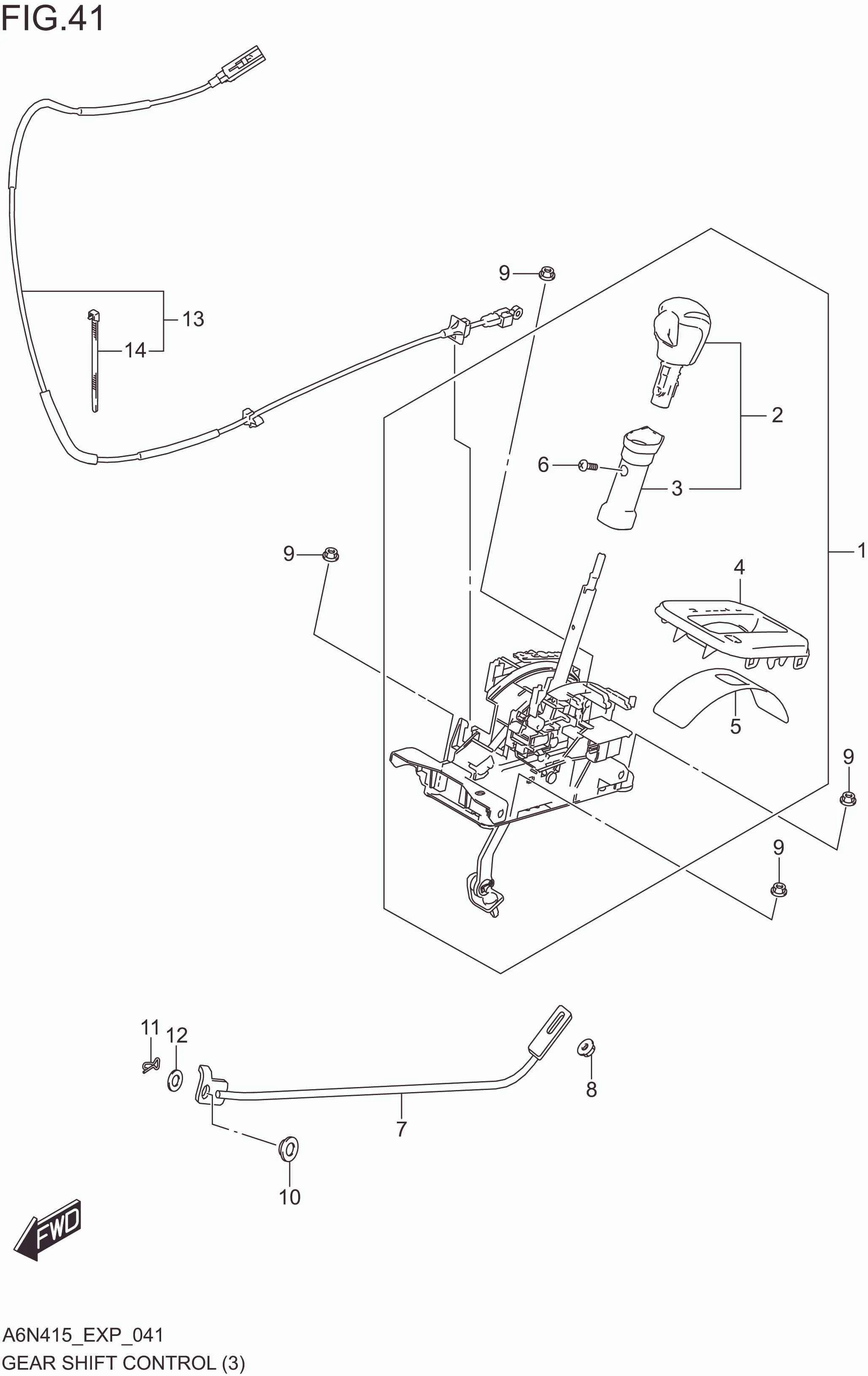FIG. 041 GEAR SHIFT CONTROL (4AT:RHD)