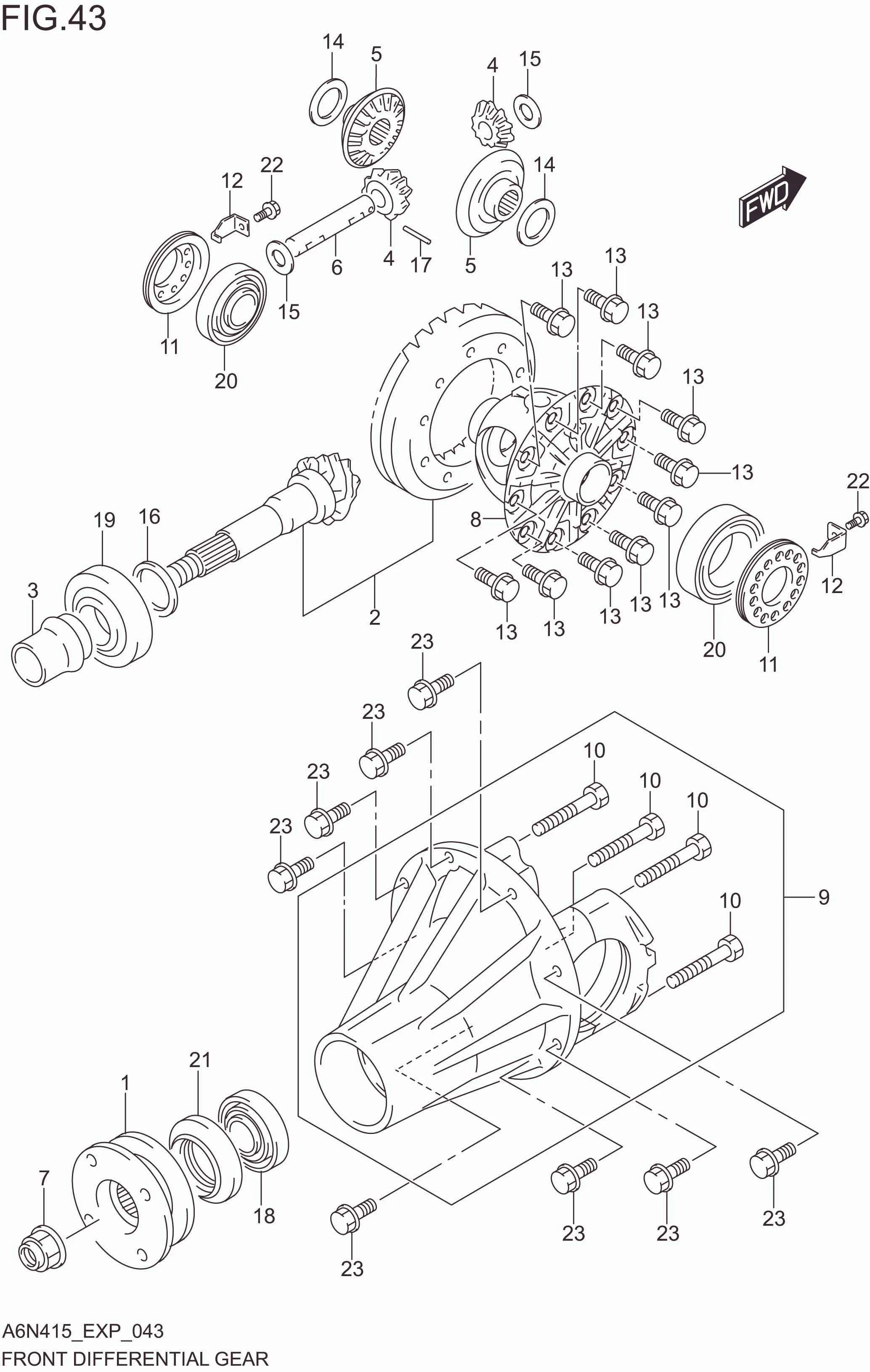 FIG. 043 FRONT DIFFERENTIAL GEAR