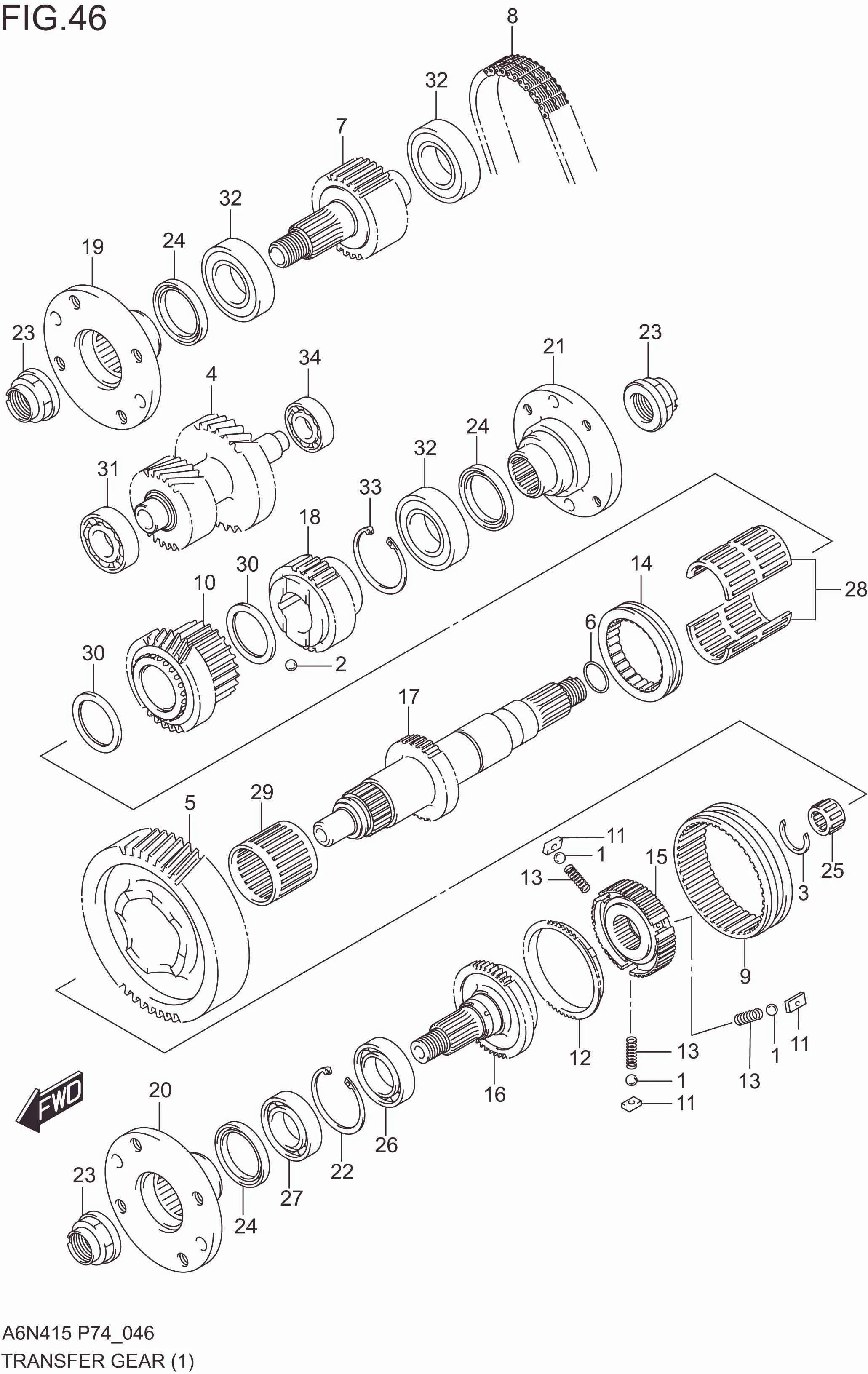 FIG. 046 TRANSFER GEAR (5MT)