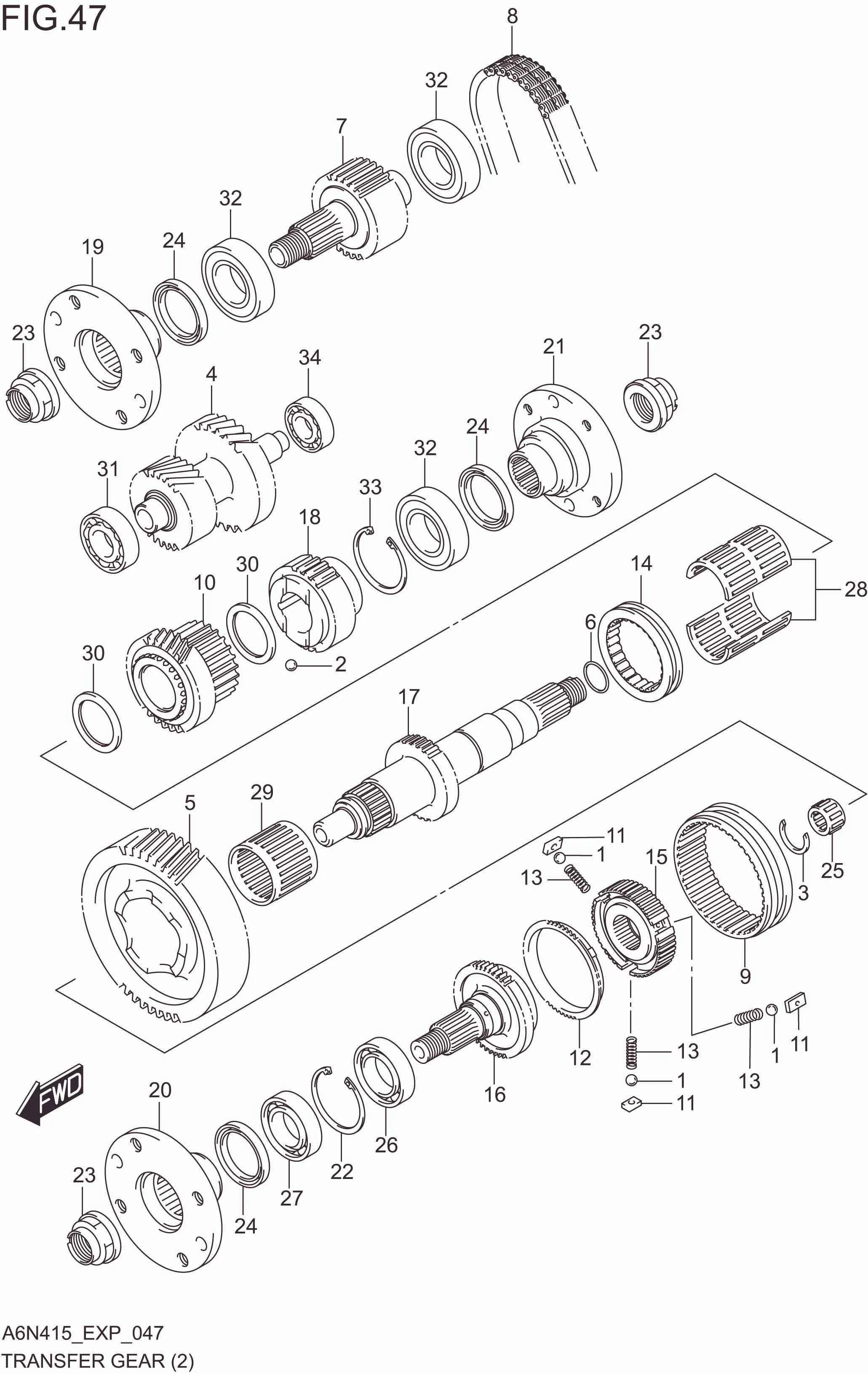 FIG. 047 TRANSFER GEAR (4AT)