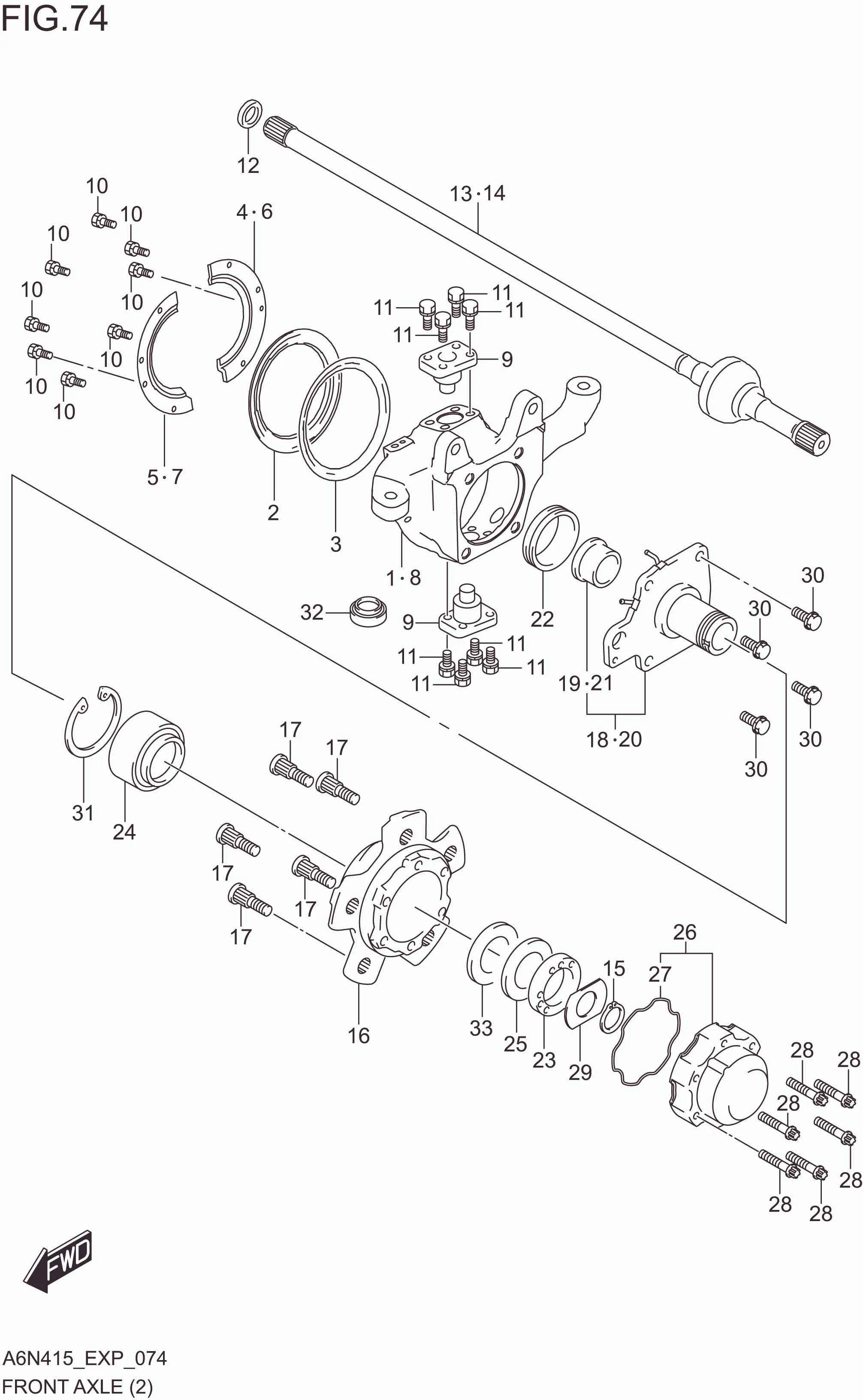 FIG. 074 FRONT AXLE(RHD)