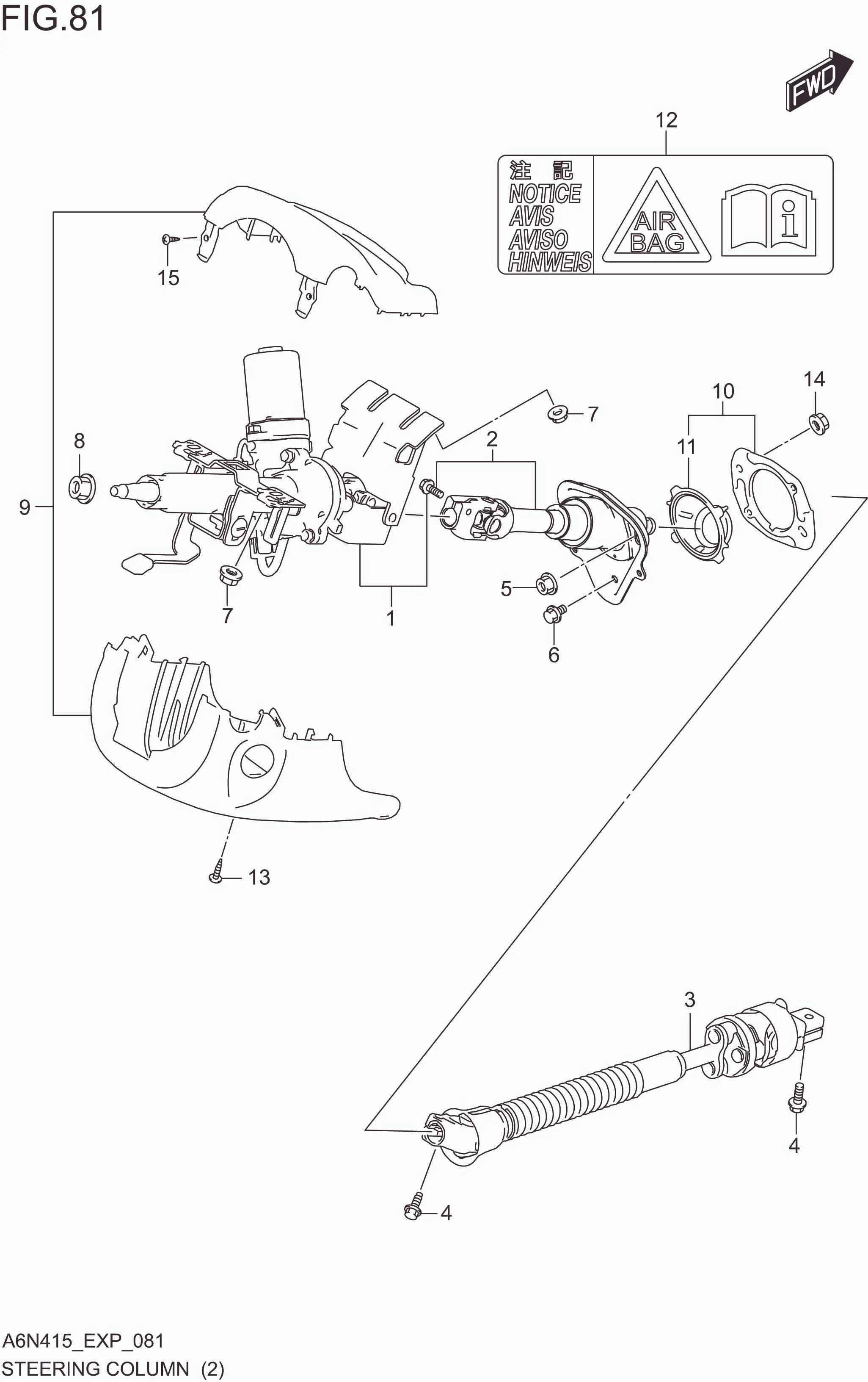FIG. 081 STEERING COLUMN(RHD)