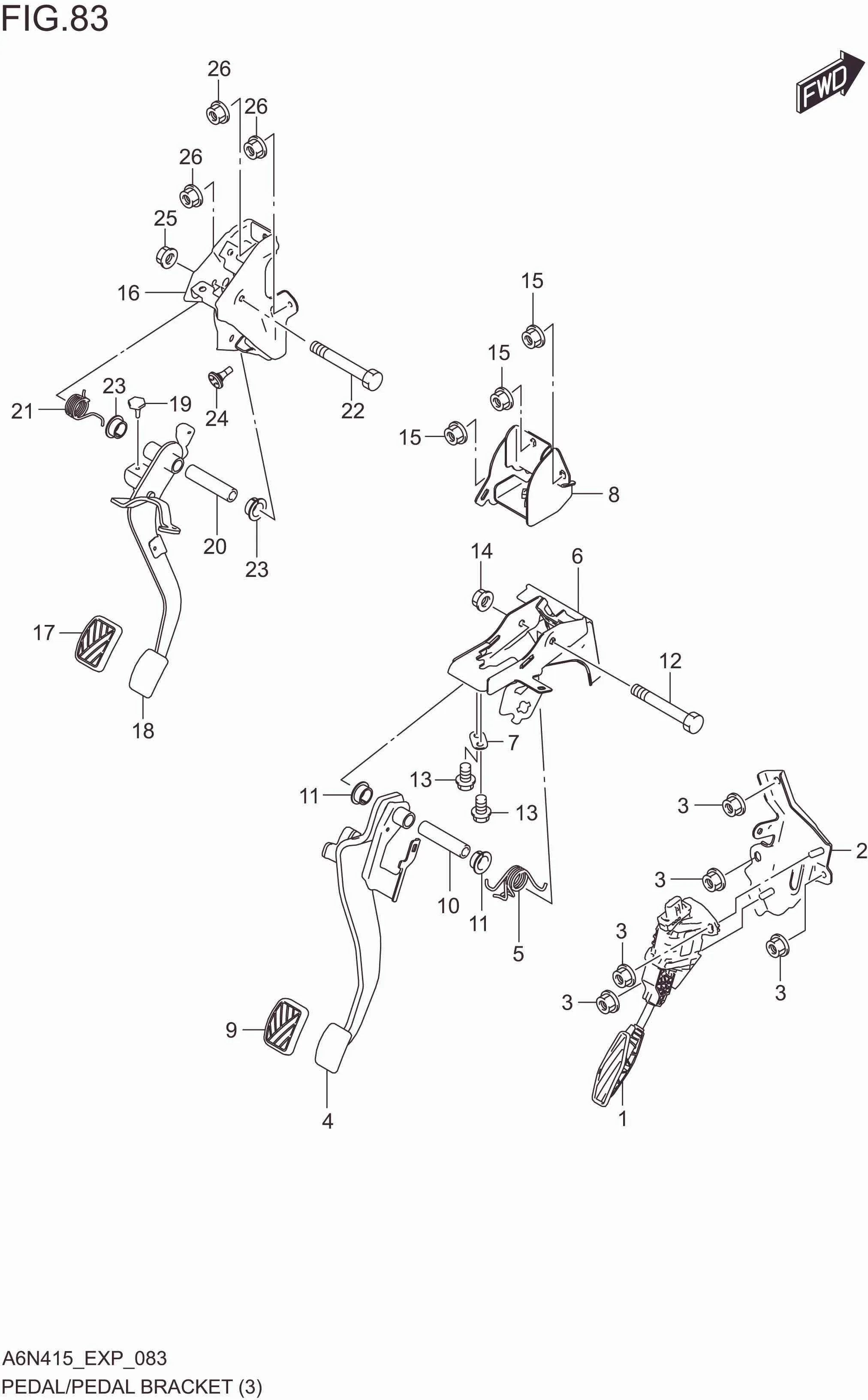 FIG. 083 PEDAL/PEDAL BRACKET (RHD:5MT)
