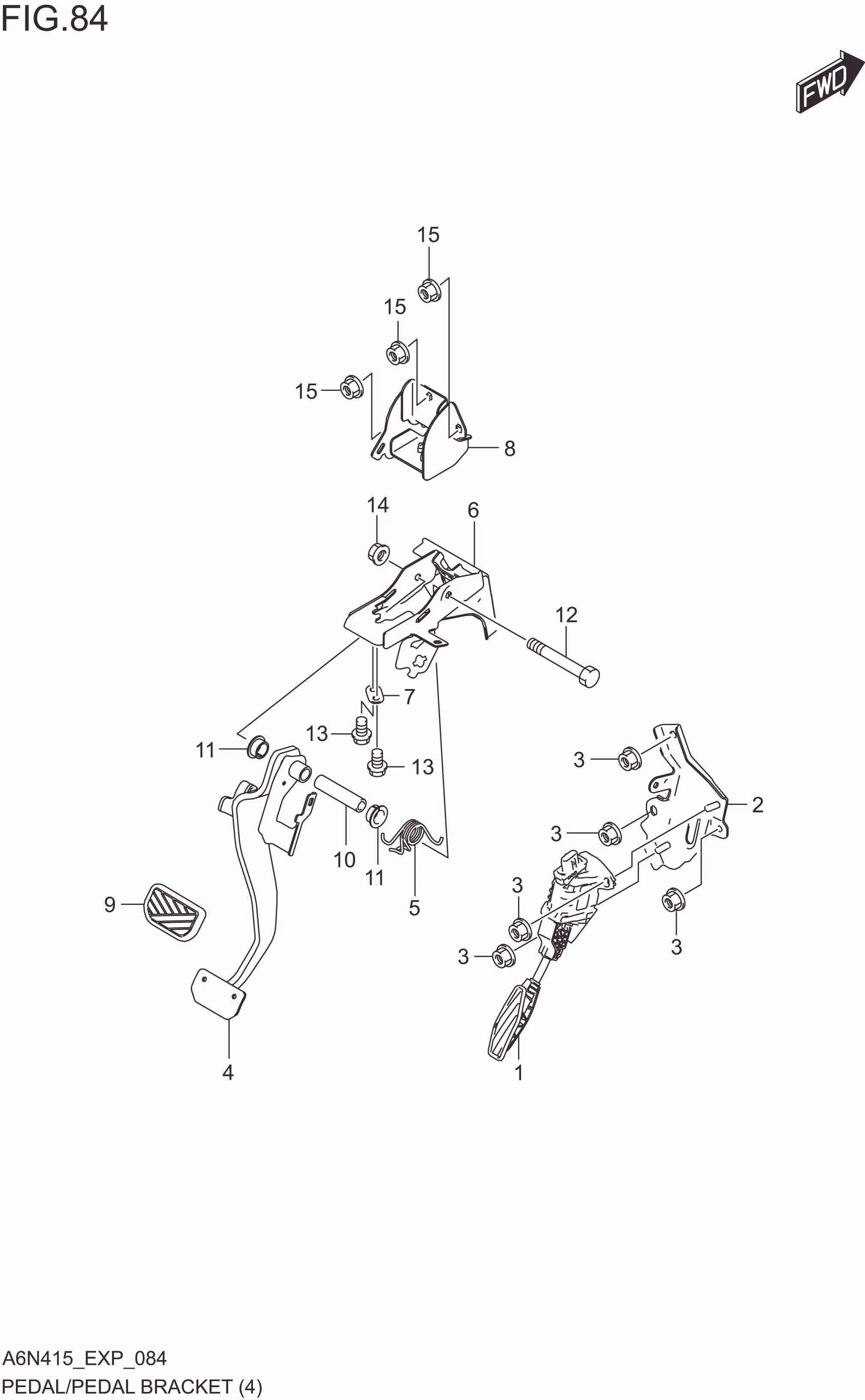 FIG. 084 PEDAL/PEDAL BRACKET (RHD:4AT)