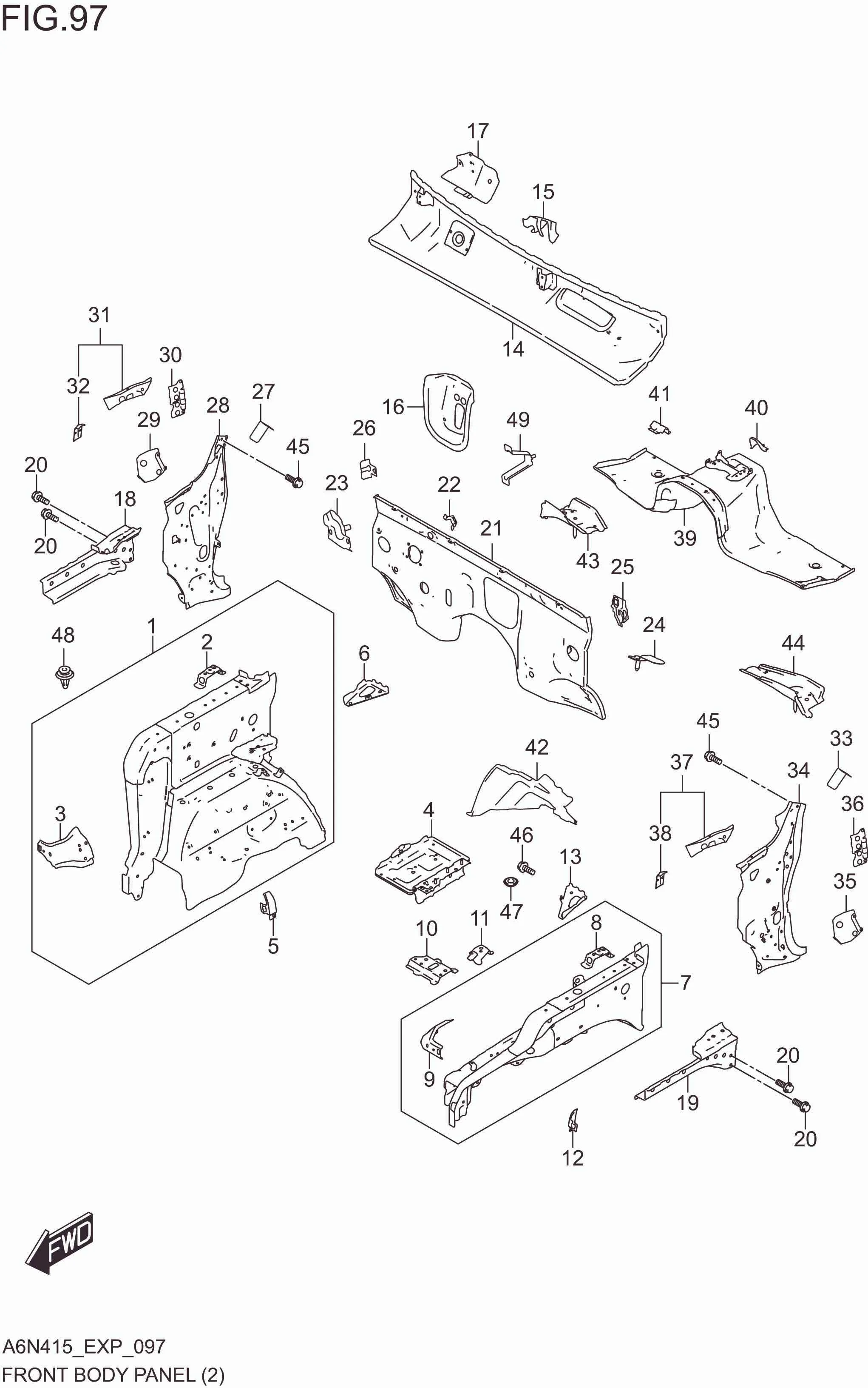 FIG. 097 FRONT BODY PANEL(RHD)