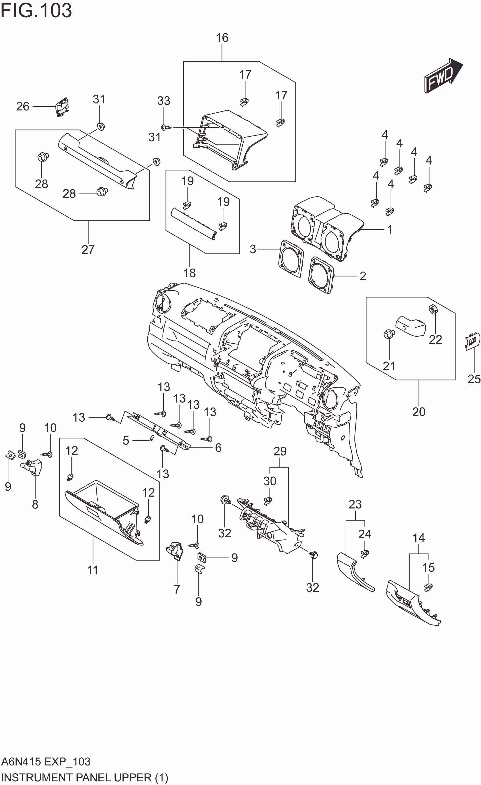 FIG. 103 INSTRUMENT PANEL UPPER(RHD)