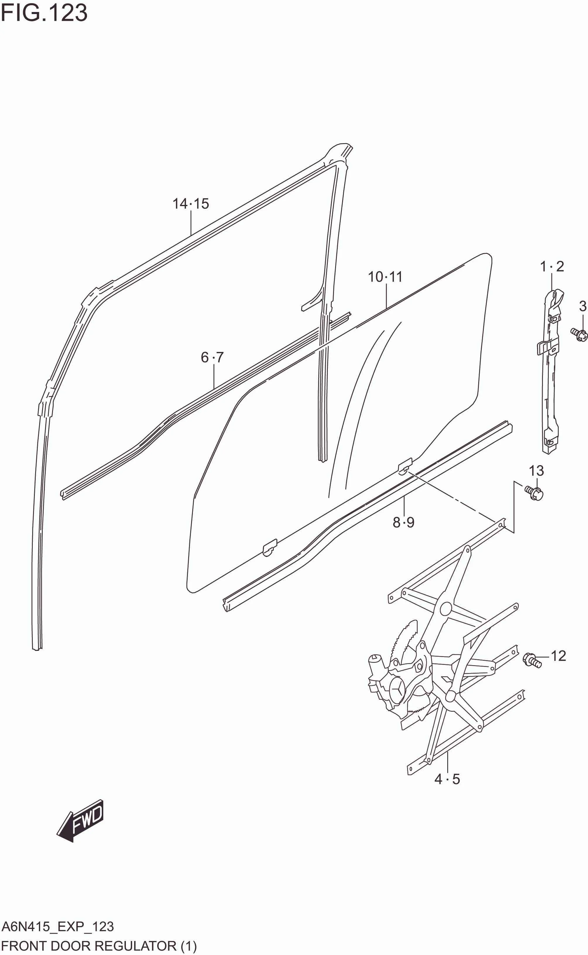 FIG. 123 FRONT DOOR REGULATOR(RHD)