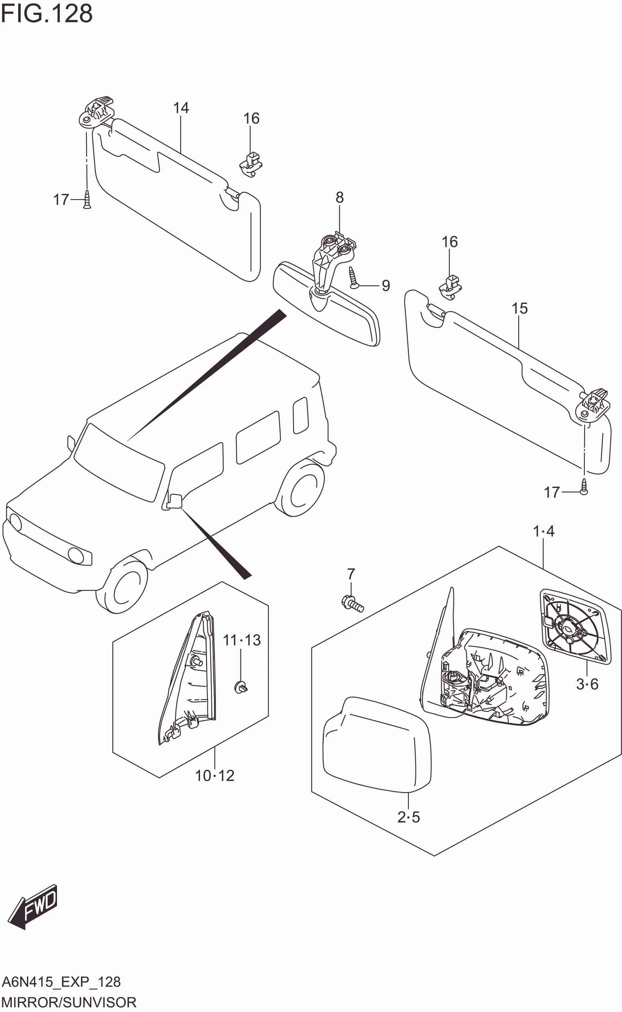 FIG. 128 MIRROR/SUNVISOR