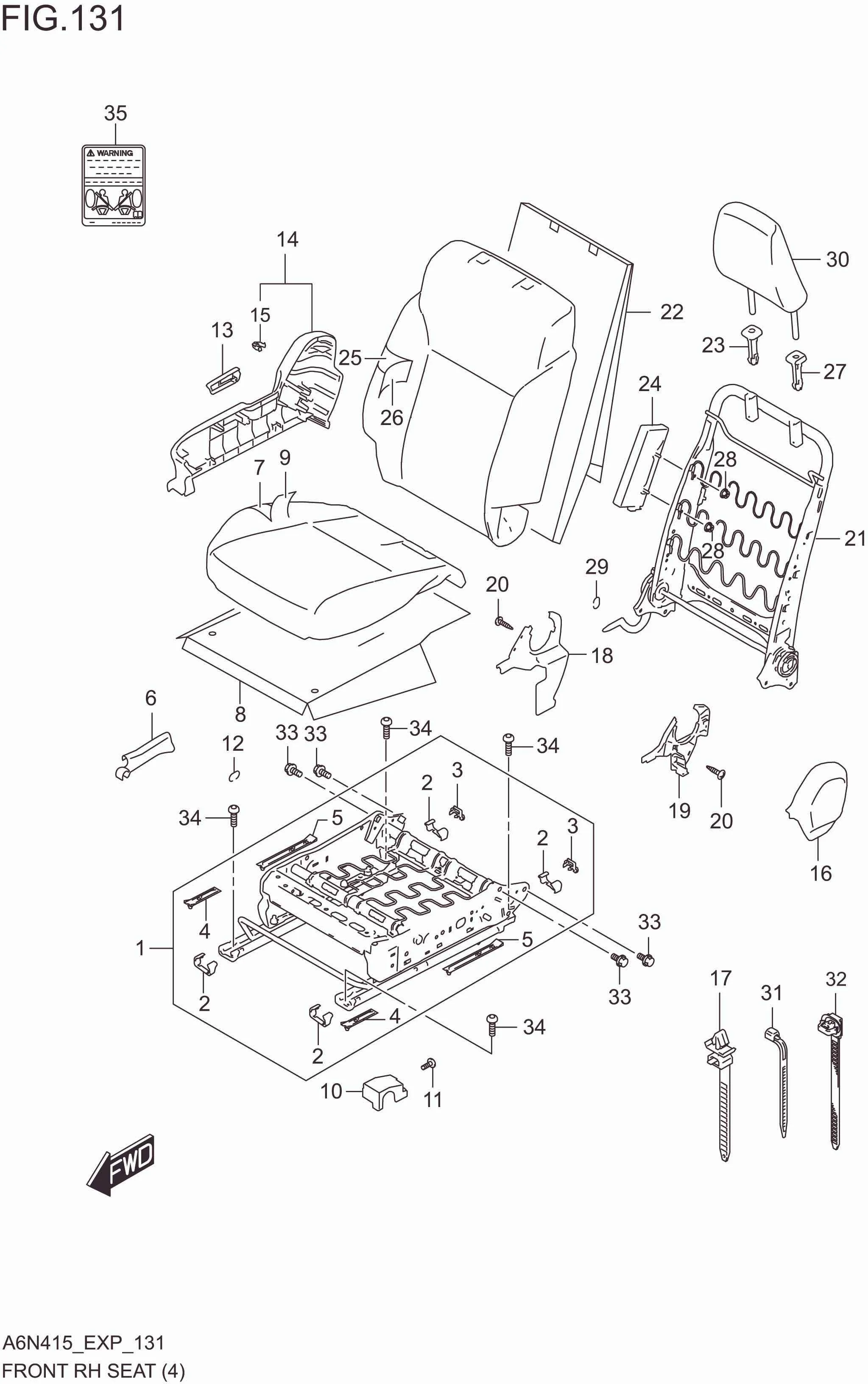 FIG. 131 FRONT RH SEAT (RHD:6AB)