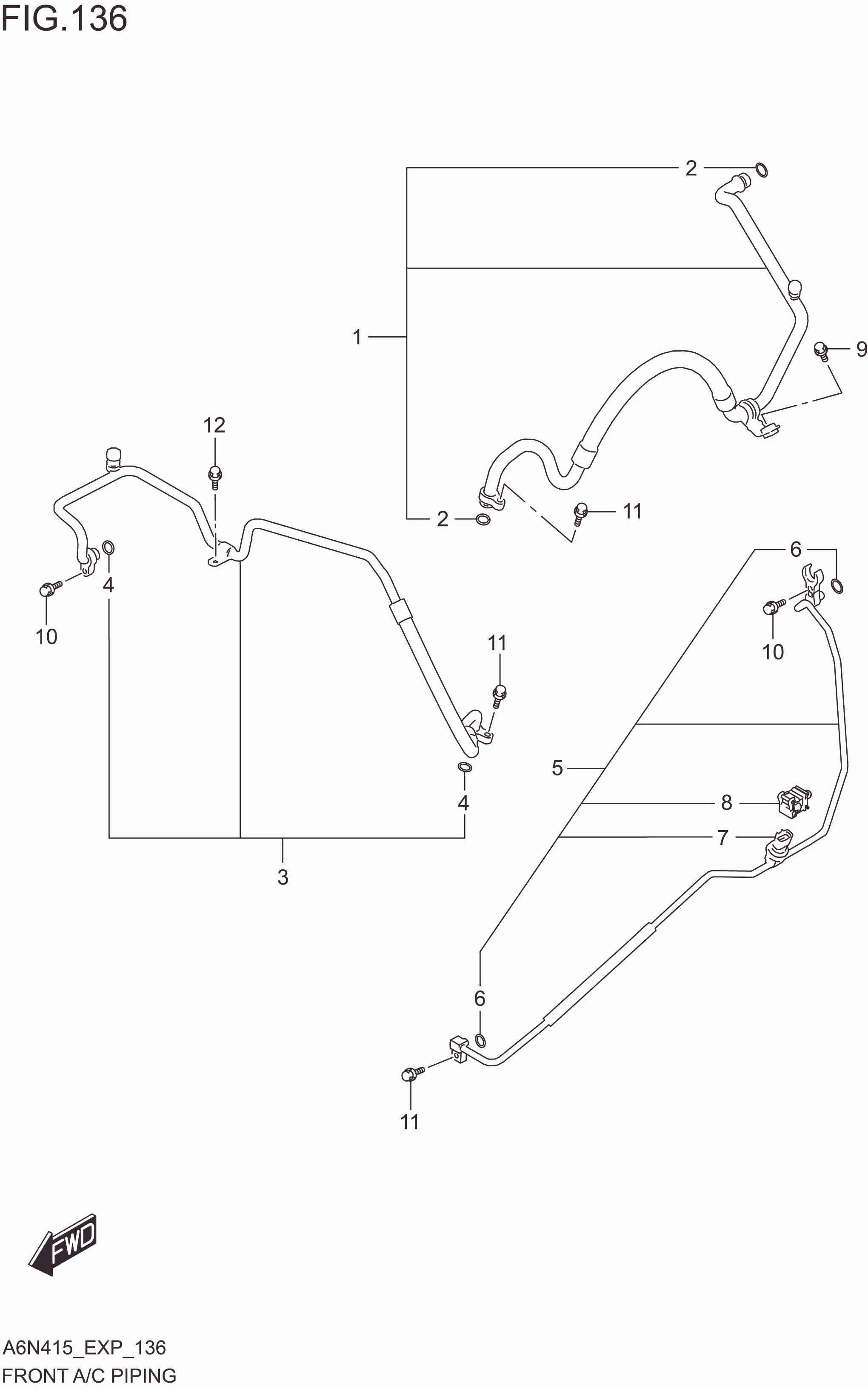 FIG. 136 A/C PIPING(RHD)