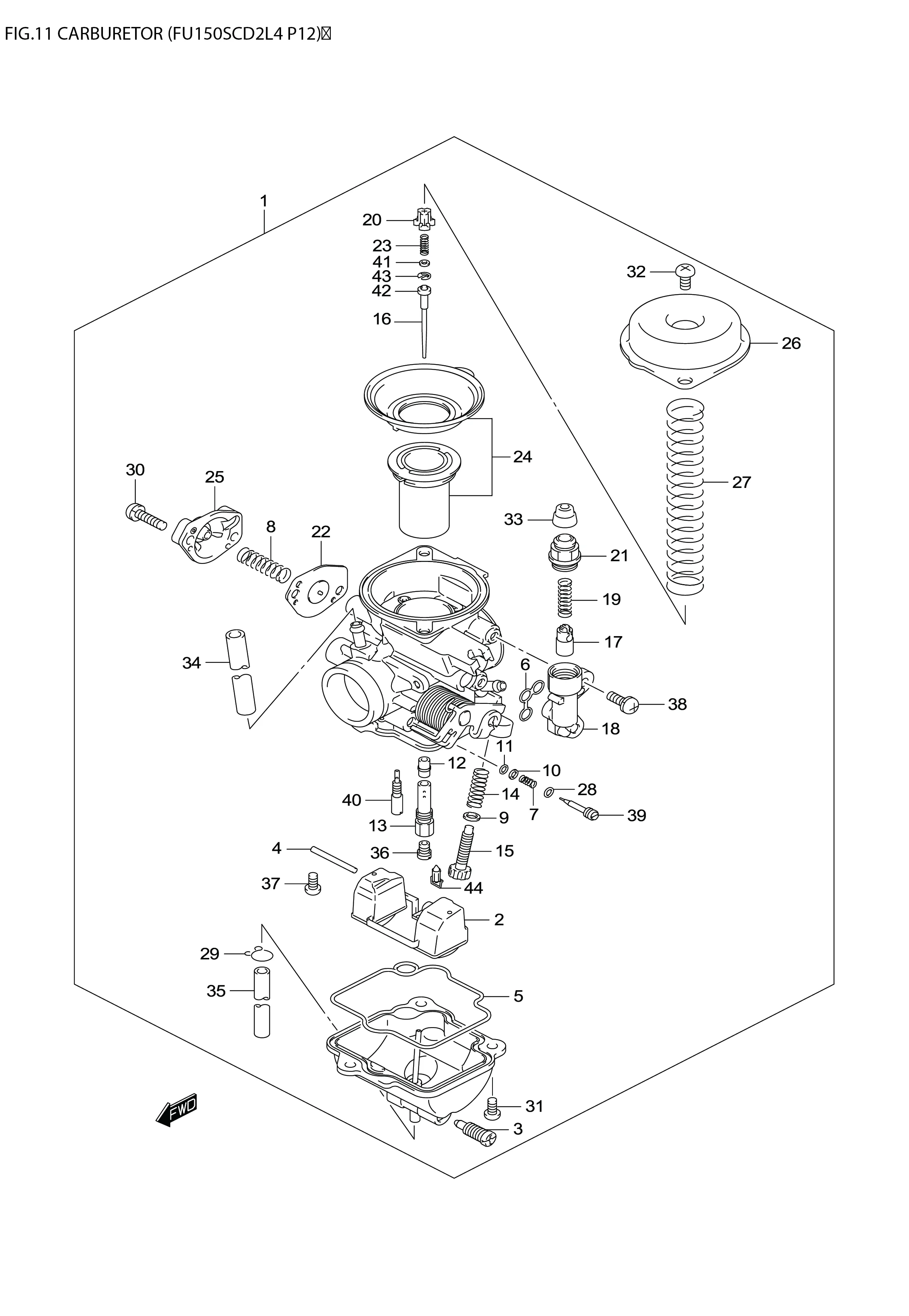FIG.11 CARBURETOR (FU150SCD2L4 P12) 