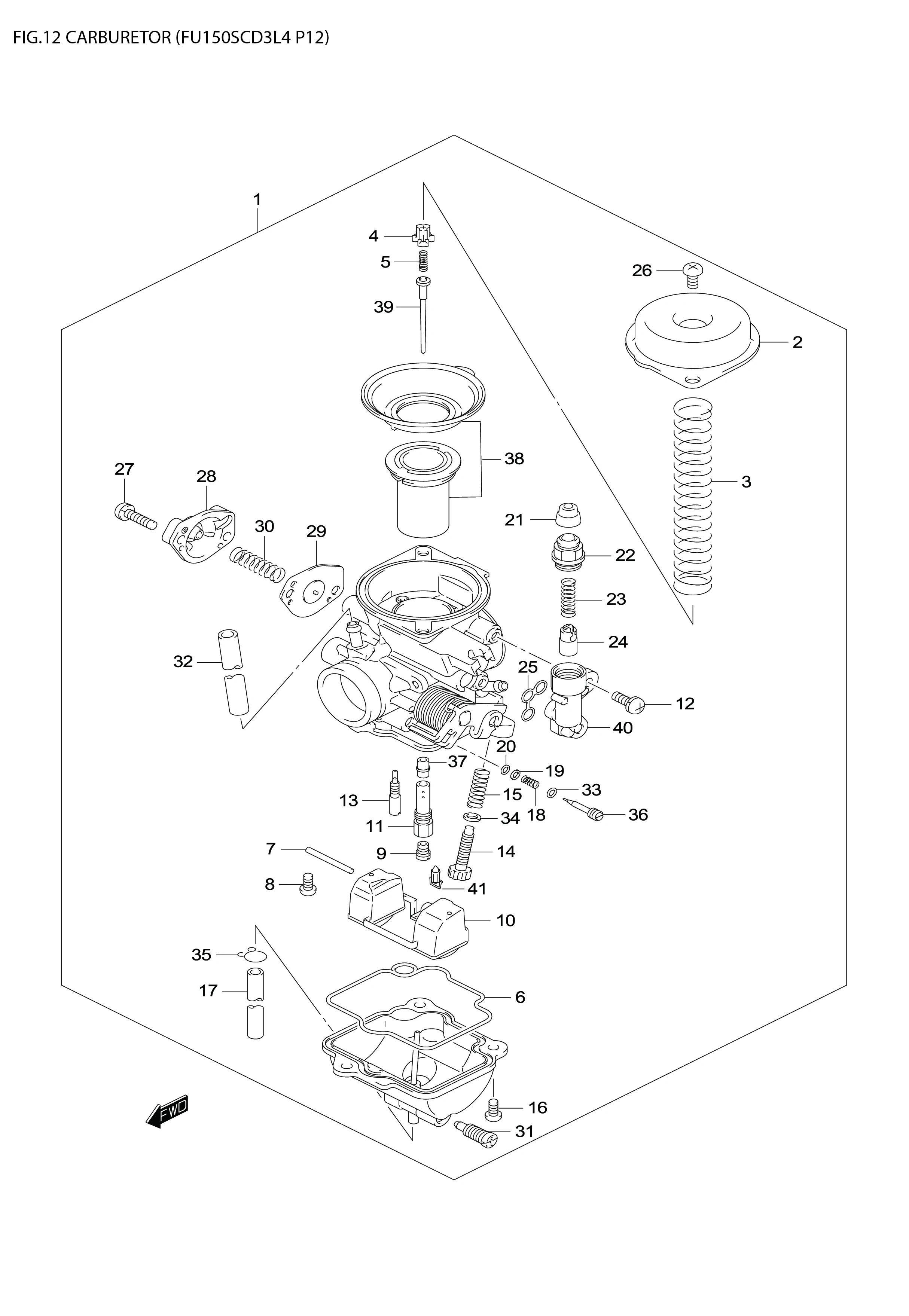 FIG.12 CARBURETOR (FU150SCD3L4 P12) 