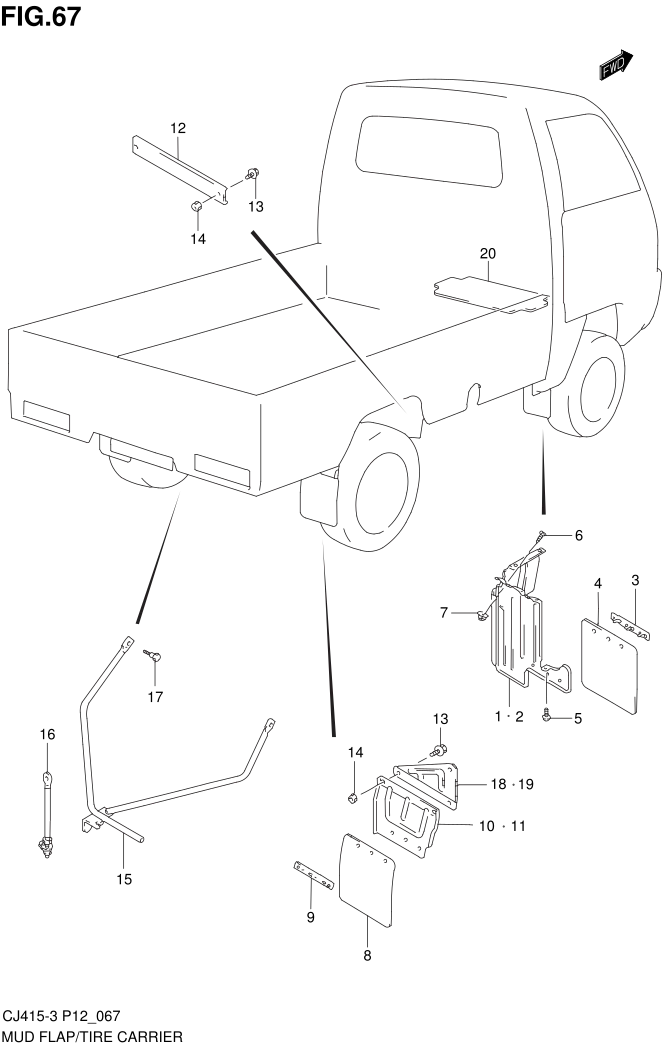 FIG.67 MUD FLAP AND TIRE CARRIER