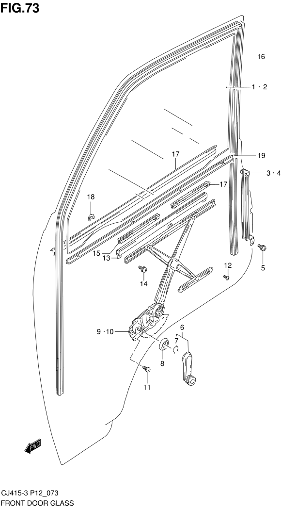 FIG.73 FRONT DOOR GLASS