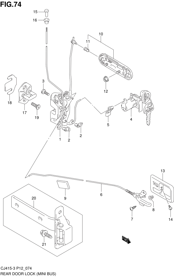 FIG.74 REAR DOOR LOCK (MINI BUS)
