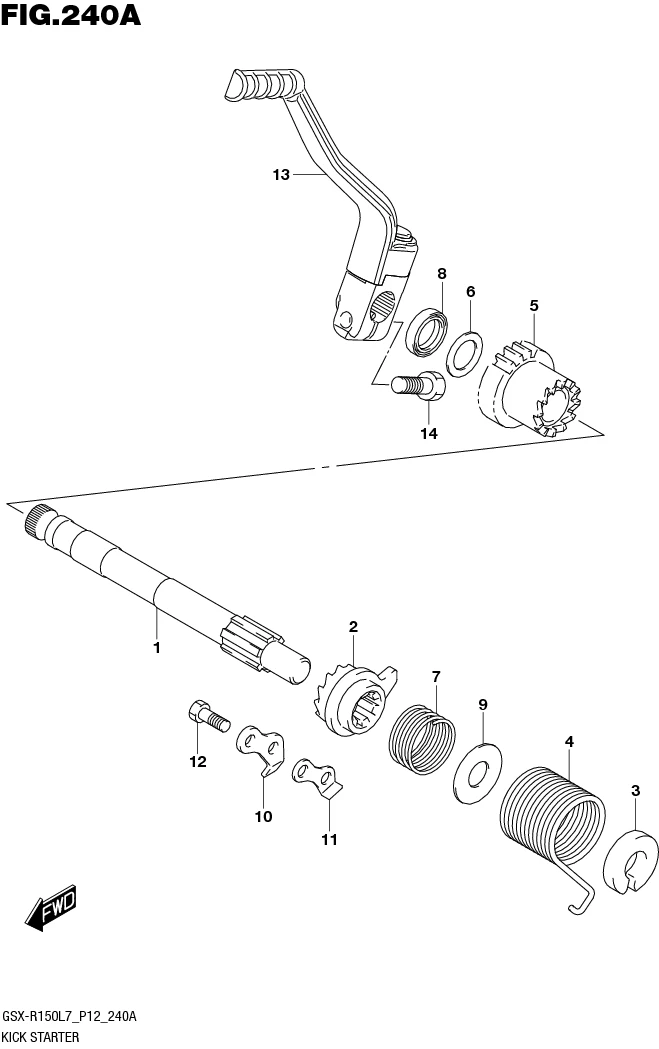FIG.240A KICK STARTER (GSX-S150MFL7 P12/GSX-S150MFXL7 P12)