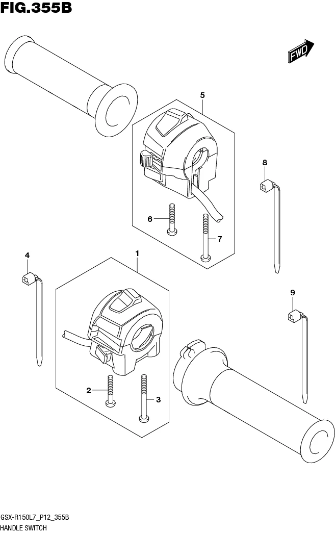 FIG.355B HANDLE SWITCH (GSX-R150RFL7 P12/GSX-R150RFXL7 P12)