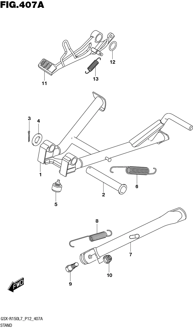 FIG.407A STAND (GSX-S150MFL7 P12/GSX-S150MFXL7 P12)