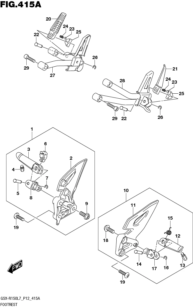FIG.415A FOOTREST (GSX-S150MFL7 P12/GSX-S150MFXL7 P12)
