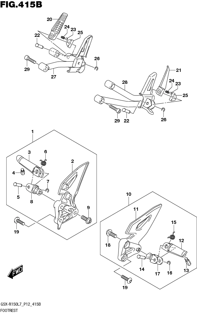 FIG.415B FOOTREST (GSX-R150RFL7 P12/GSX-R150RFXL7 P12)
