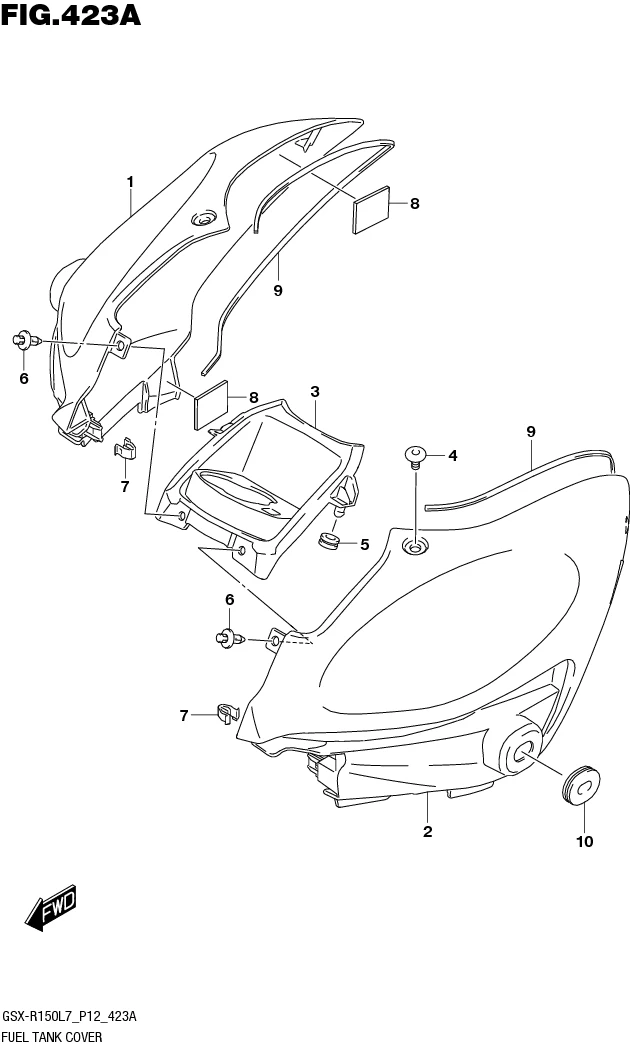 FIG.423A FUEL TANK COVER (GSX-S150MFL7 P12/GSX-S150MFXL7 P12)