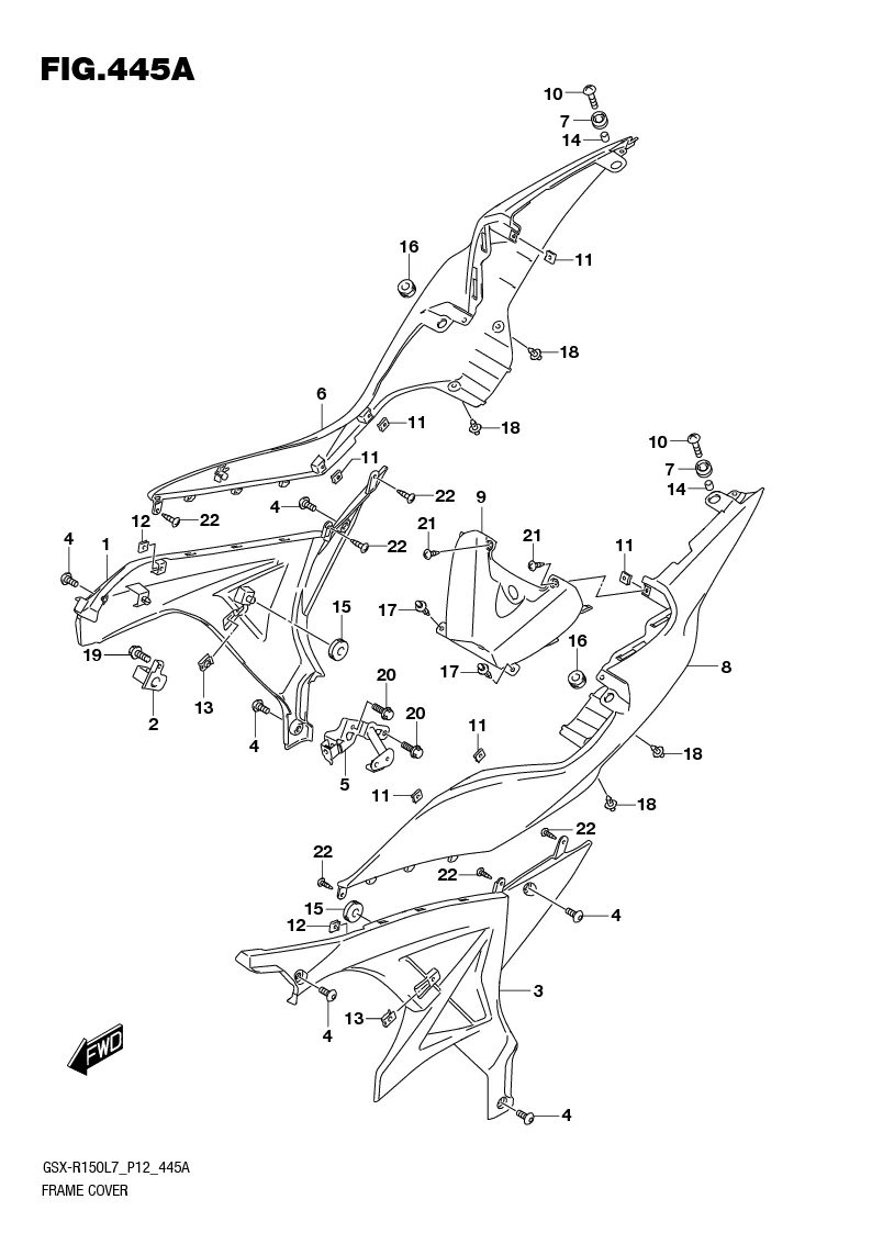 FIG.445A FRAME COVER (GSX-S150MFL7 P12/GSX-S150MFL7 P12)