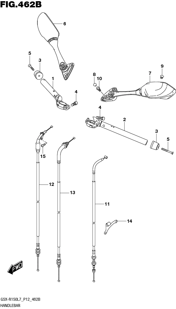 FIG.462B HANDLEBAR (GSX-R150RFL7 P12/GSX-R150RFL7 P12)