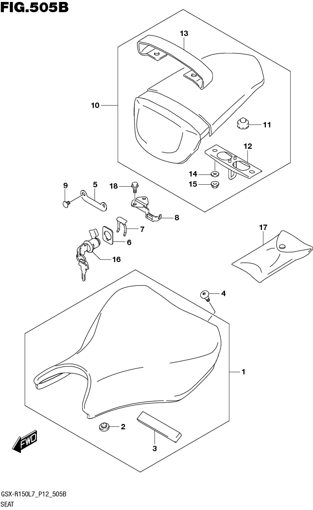 FIG.505B SEAT (GSX-R150RFL7 P12/GSX-R150RFXL7 P12)