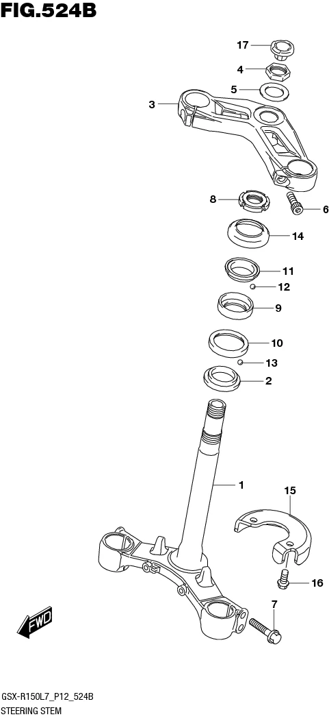 FIG.524B STEERING STEM (GSX-R150RFL7 P12)