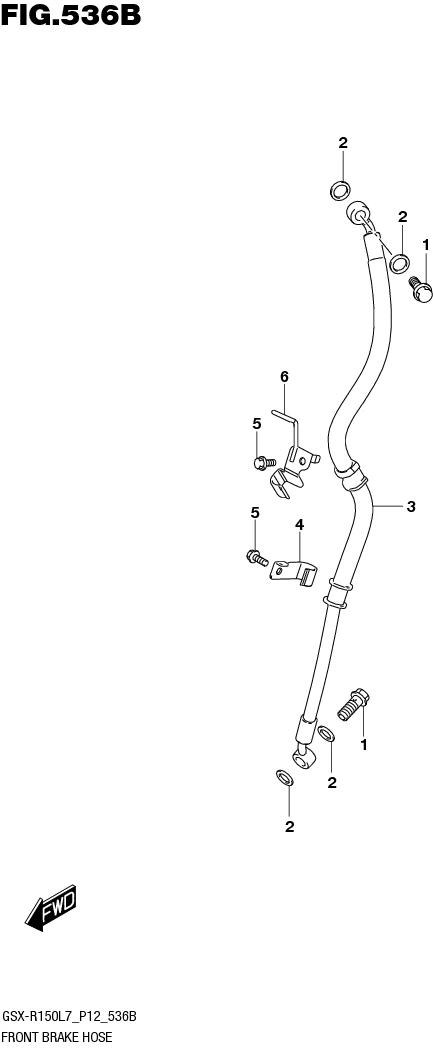 FIG.536B FRONT BRAKE HOSE (GSX-R150RFL7 P12/GSX-R150RFXL7 P12)
