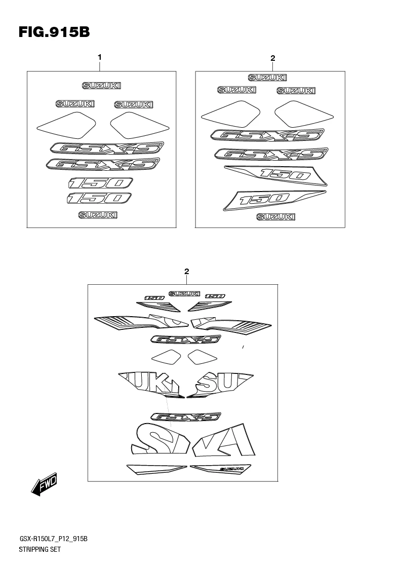 FIG.915B STRIPPING SET(GSX-S150MFL7 P12/GSX-S150MFXL7 P12)
