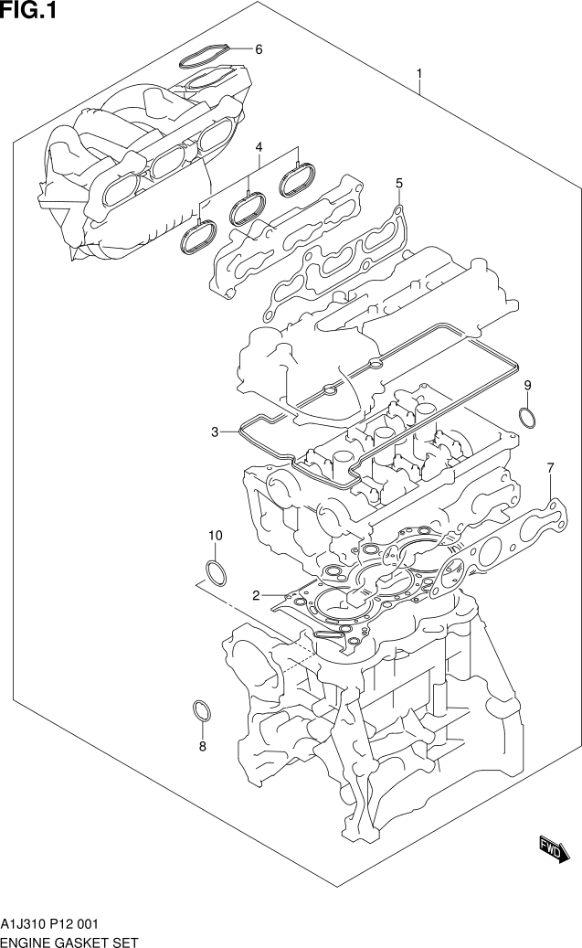 FIG. 1 ENGINE GASKET SET