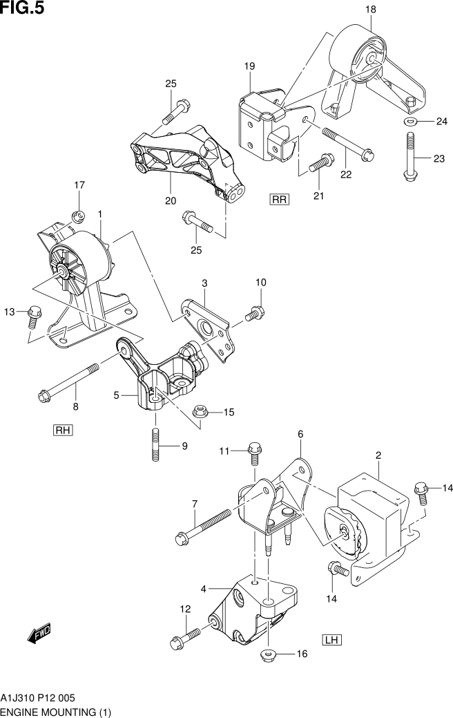 FIG. 5 ENGINE MOUNTING (5MT)