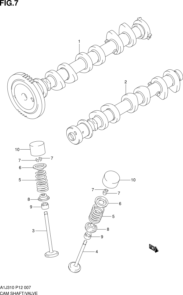 FIG. 7 CAM SHAFT/VALVE