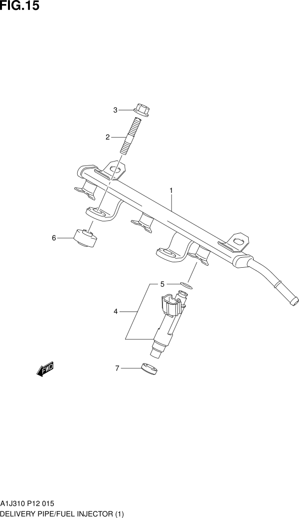 FIG. 15 DELIVERY PIPE/FUEL INJECTOR (TYPE 1)
